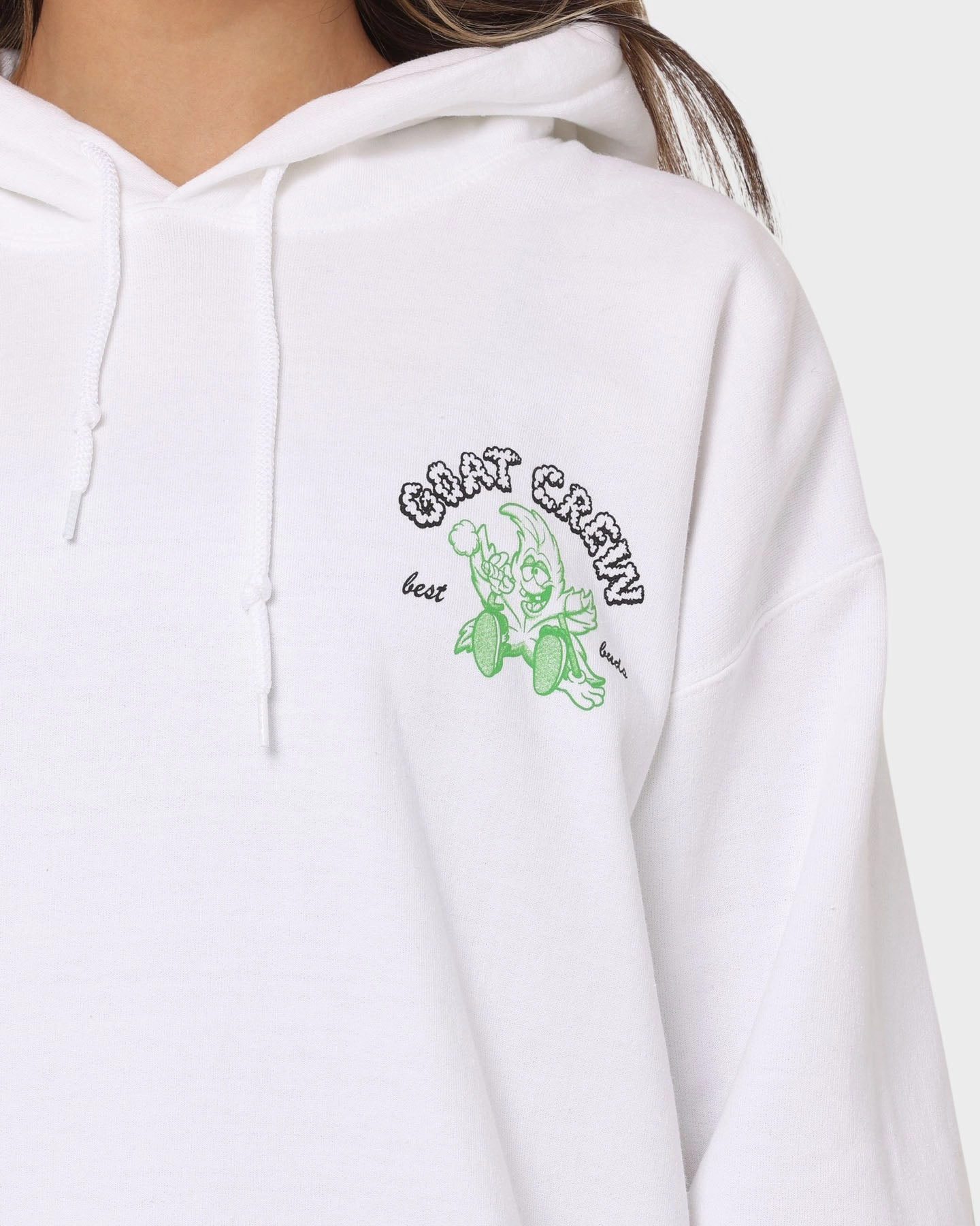 suitable for promotional activities Cozy Fit Goat Crew Best Buds Hoodie White