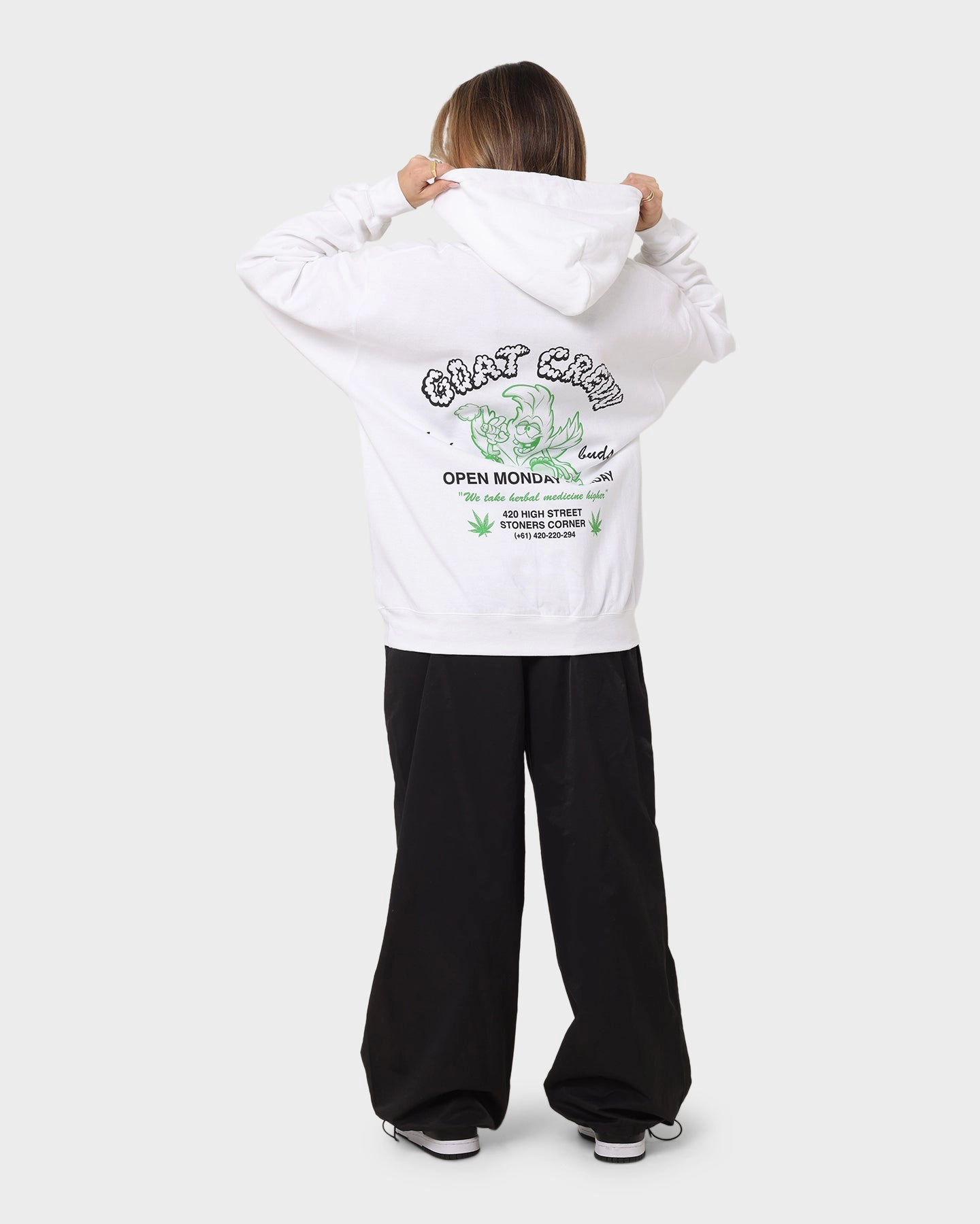 Goat Crew Best Buds Hoodie White Seamless Seams MoistureWicking
