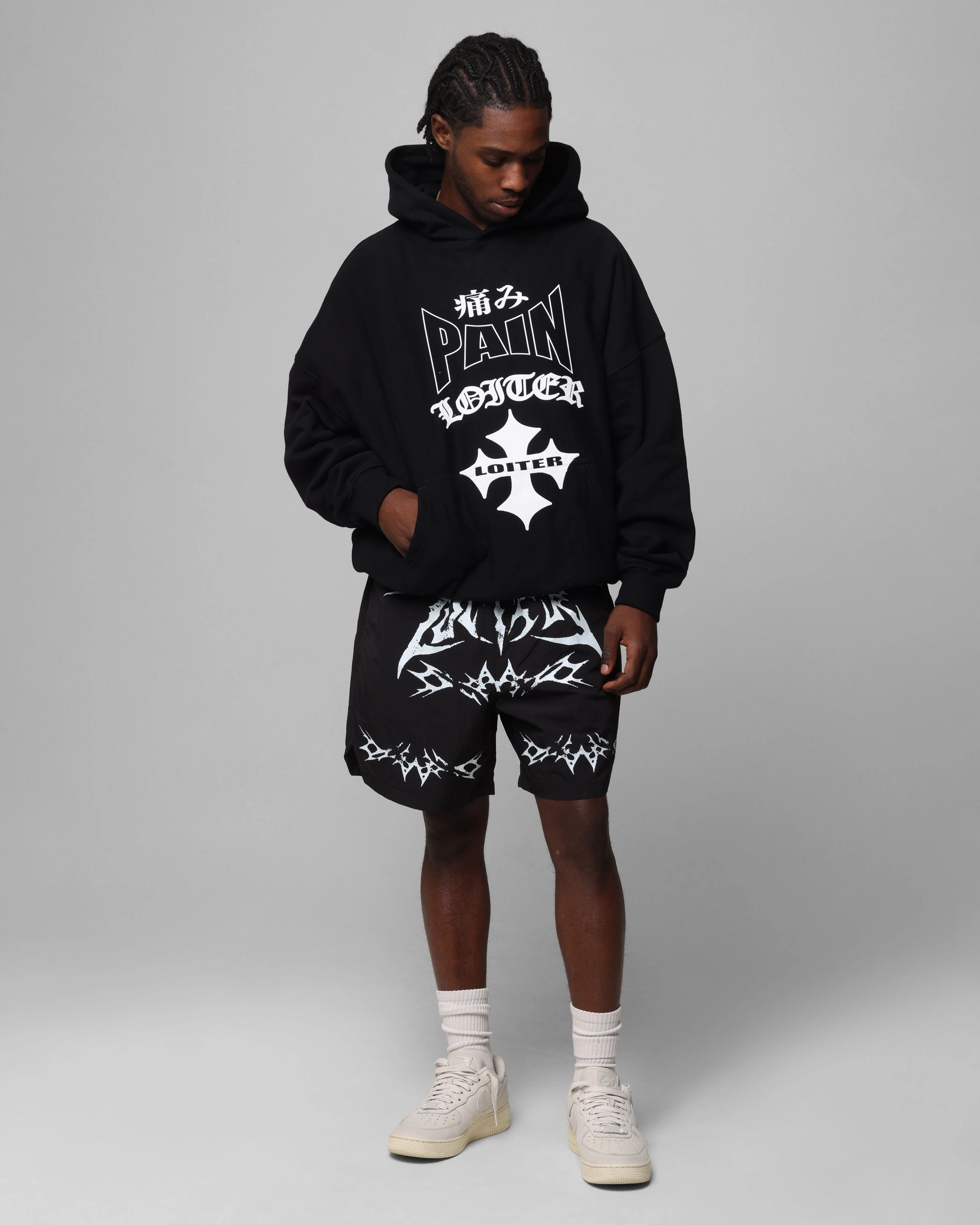 Day Out Breeze Friendly Loiter Stacked Metal Walk Shorts Black