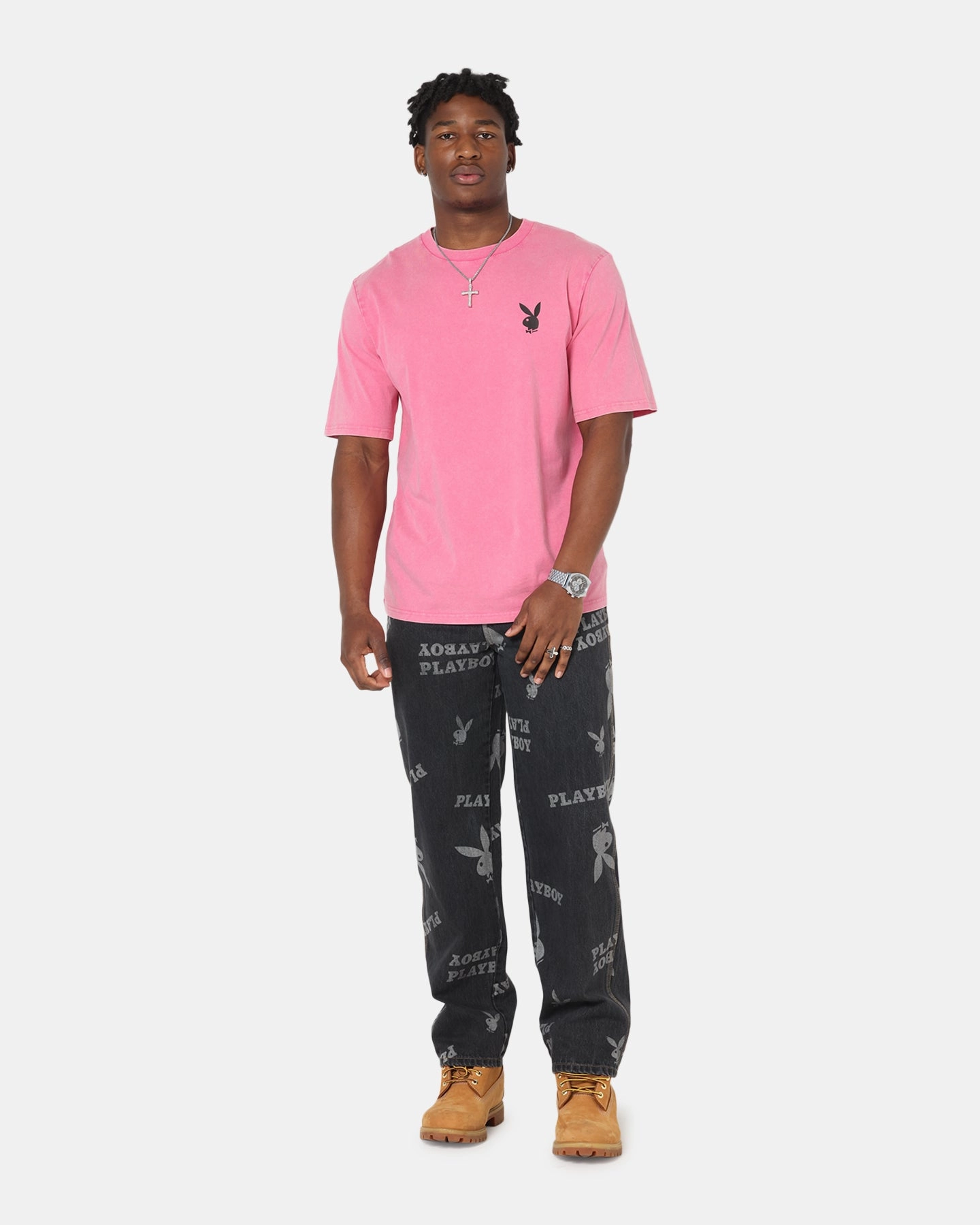 Camping practicality Collared formality Playboy Stack Washed T-Shirt Washed Raspberry