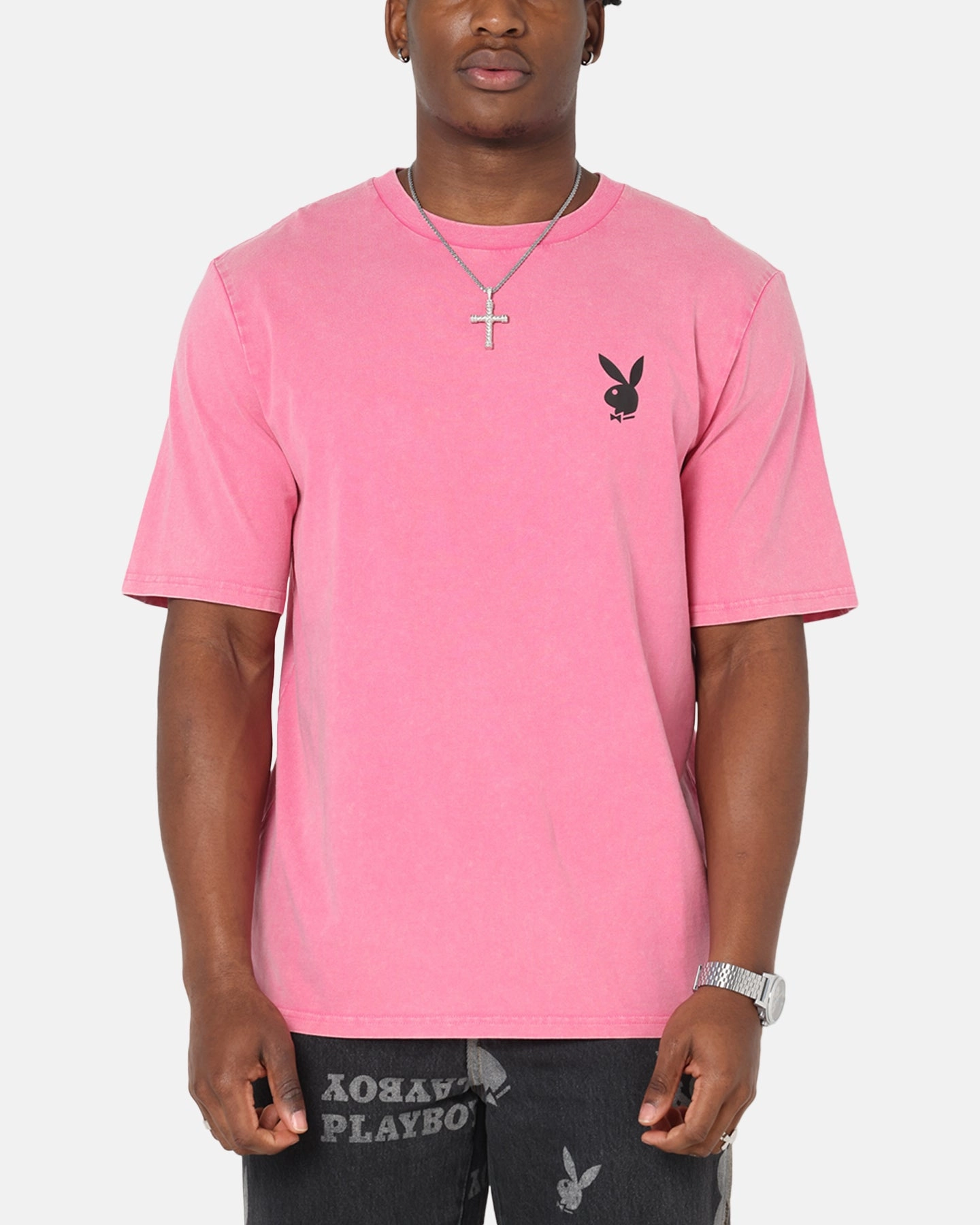 Lightweight Style Quick Fit Playboy Stack Washed T-Shirt Washed Raspberry