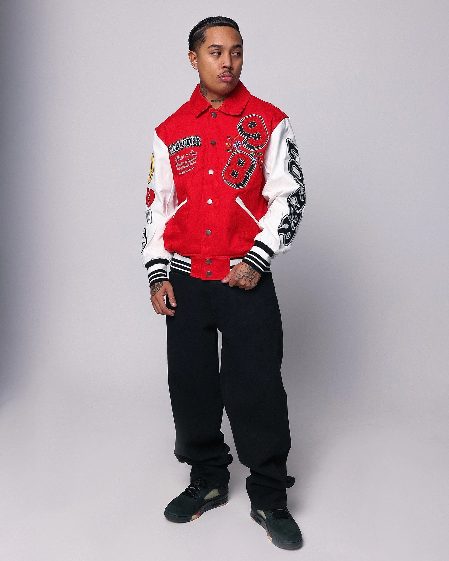 Loiter Flaws Varsity Jacket Red/Off White Daily Use