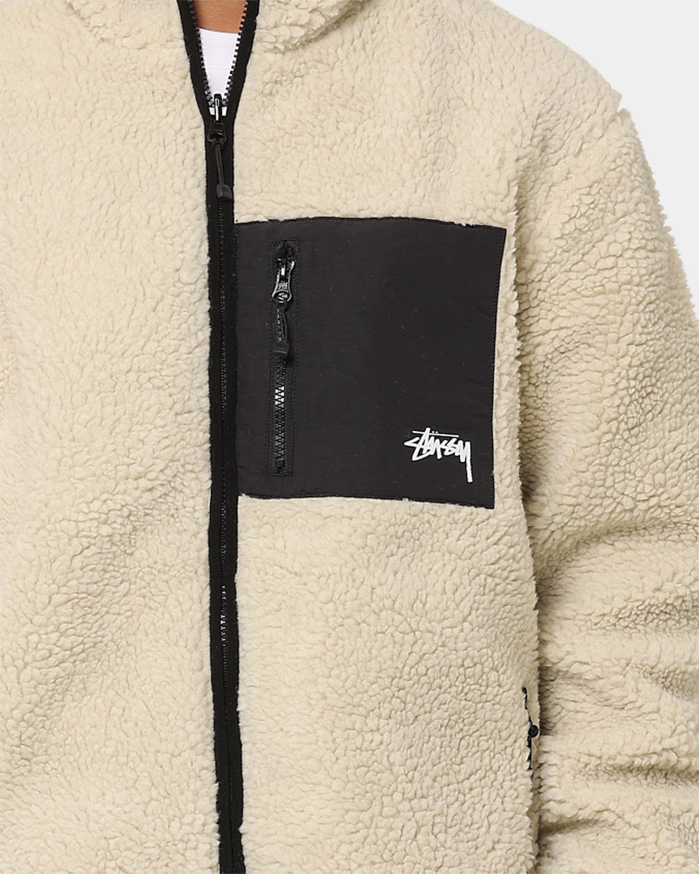 Stussy Ball Fleece Reversible Jacket Cream/Black Puncture Resistant Material