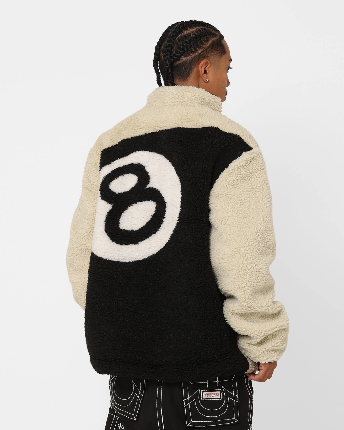 Stussy Ball Fleece Reversible Jacket Cream/Black museum