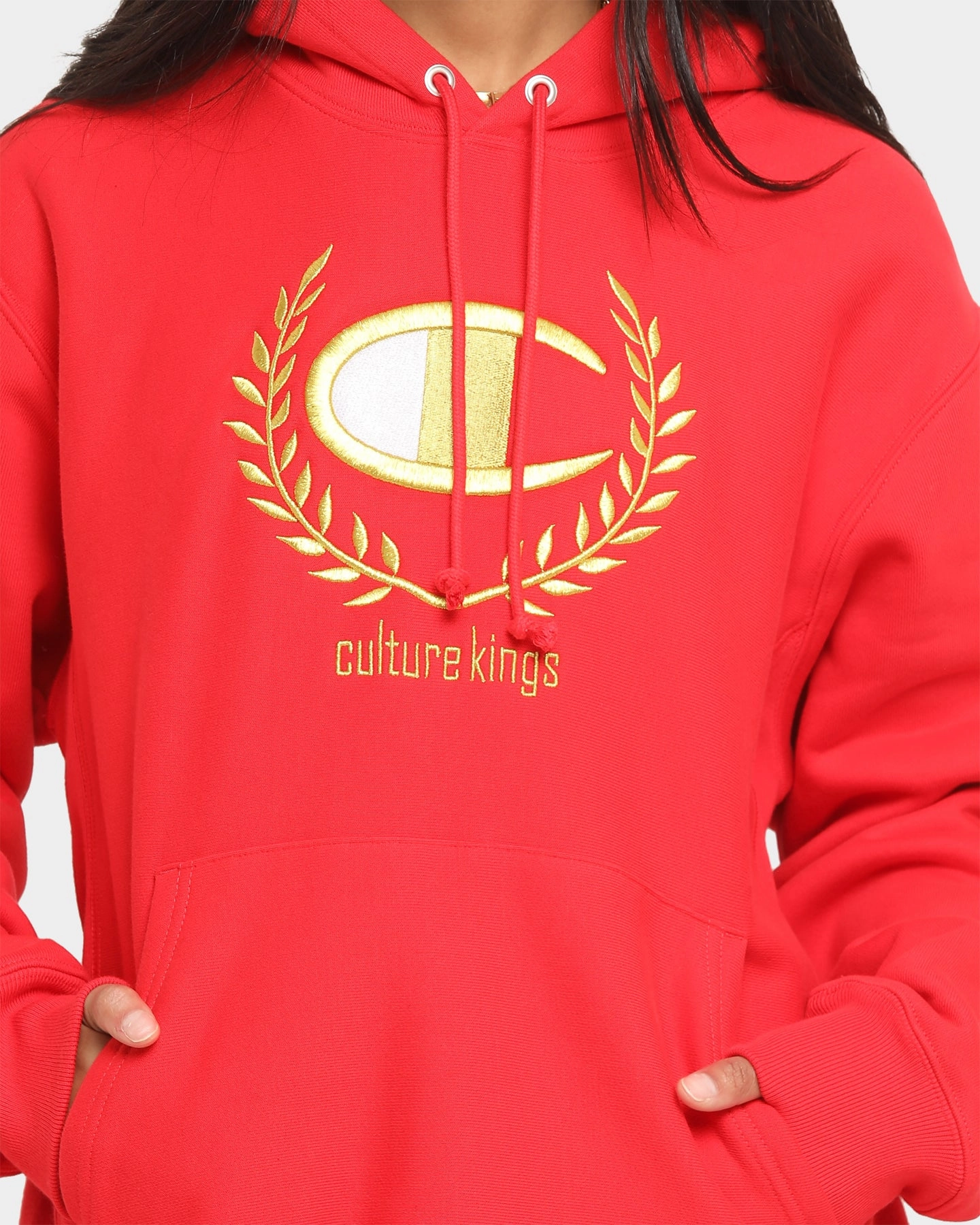 Loose Lockdown Hood Toggle Champion Champion x Culture Kings Rev Weave Hoodie Red/Gold