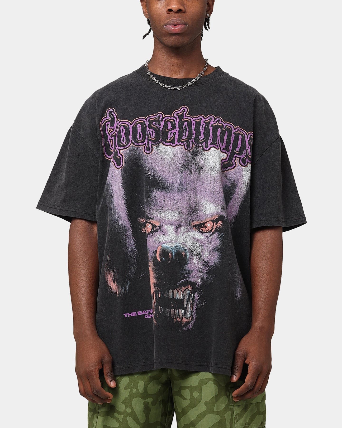 American Thrift X Goosebumps Barking Ghost Heavy T-Shirt Vintage Black Holiday Style Thermal Regulation Layer