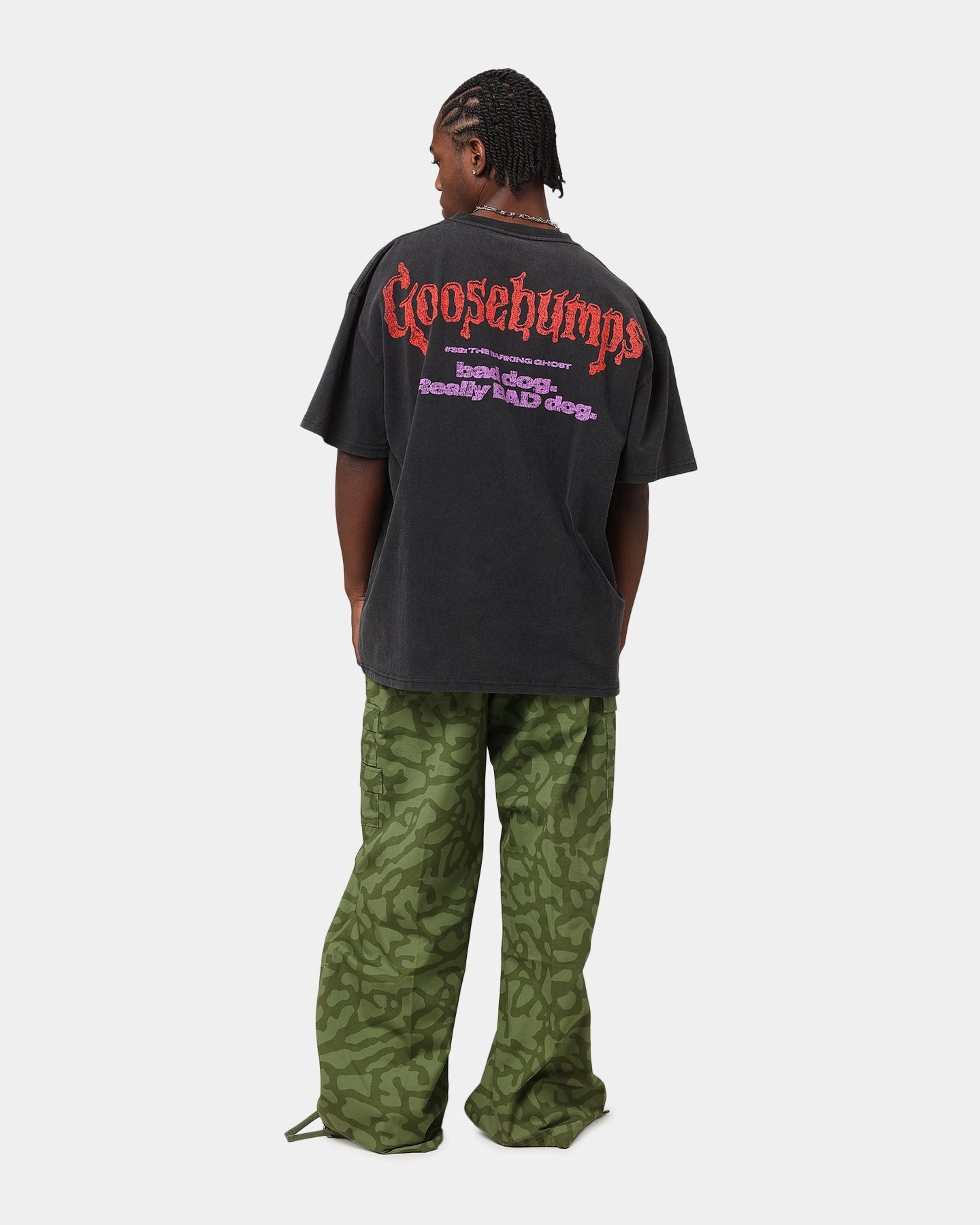 American Thrift X Goosebumps Barking Ghost Heavy T-Shirt Vintage Black certified Sublimation Printed Collar