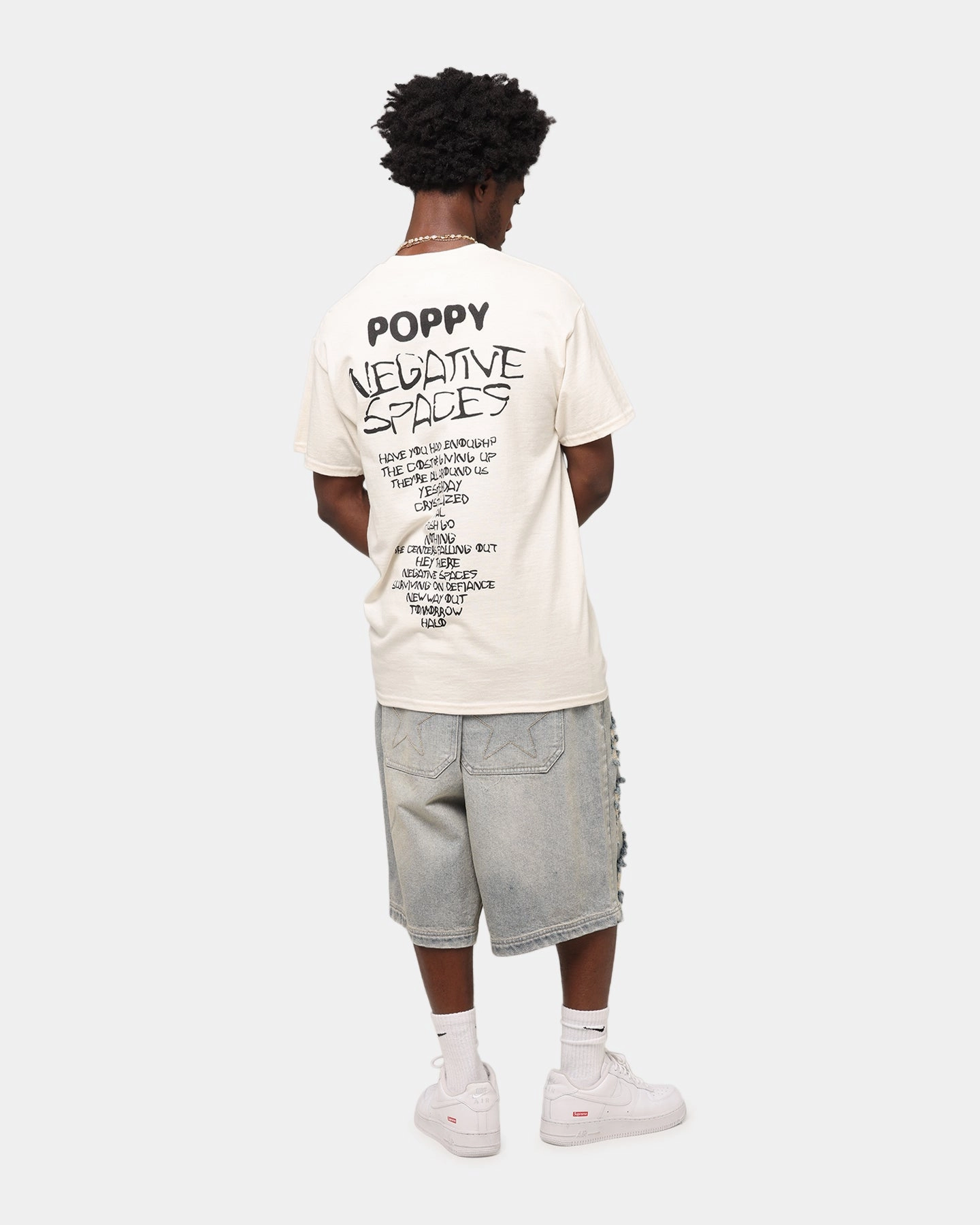 Poppy Negative Spaces Track T-Shirt Off White polo neck