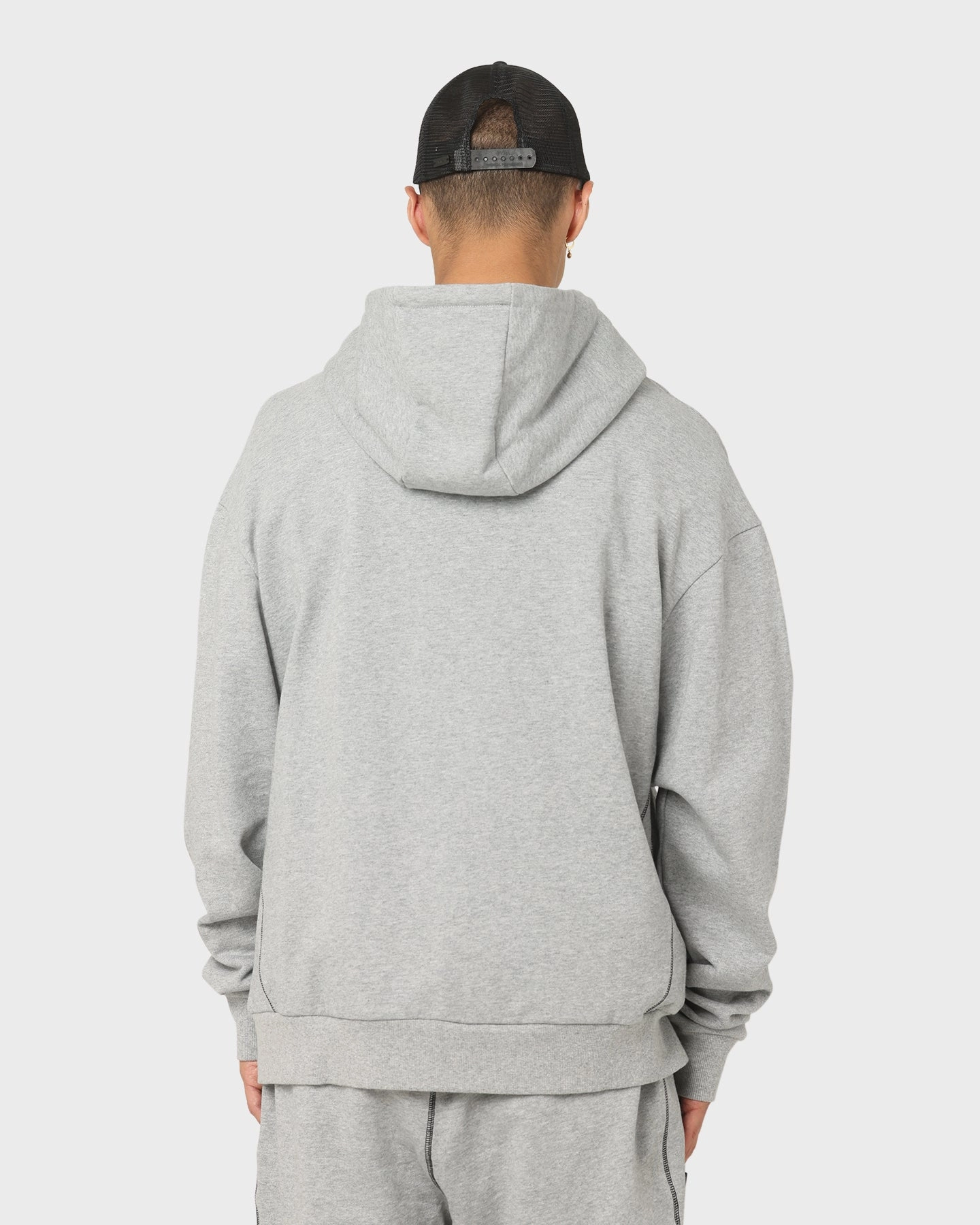 Loose-fit PYRA Zip Through Hoodie Grey Marle