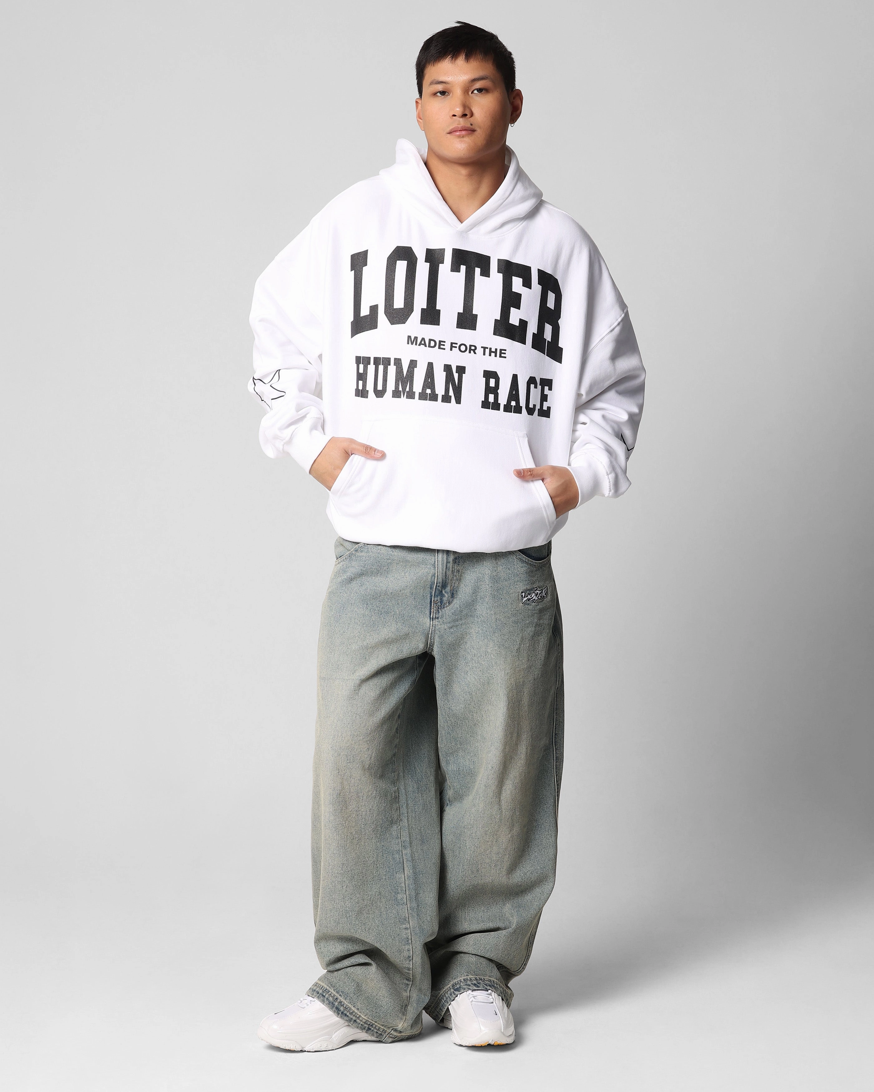 Loiter Training Day Hoodie White Flex Mobility System
