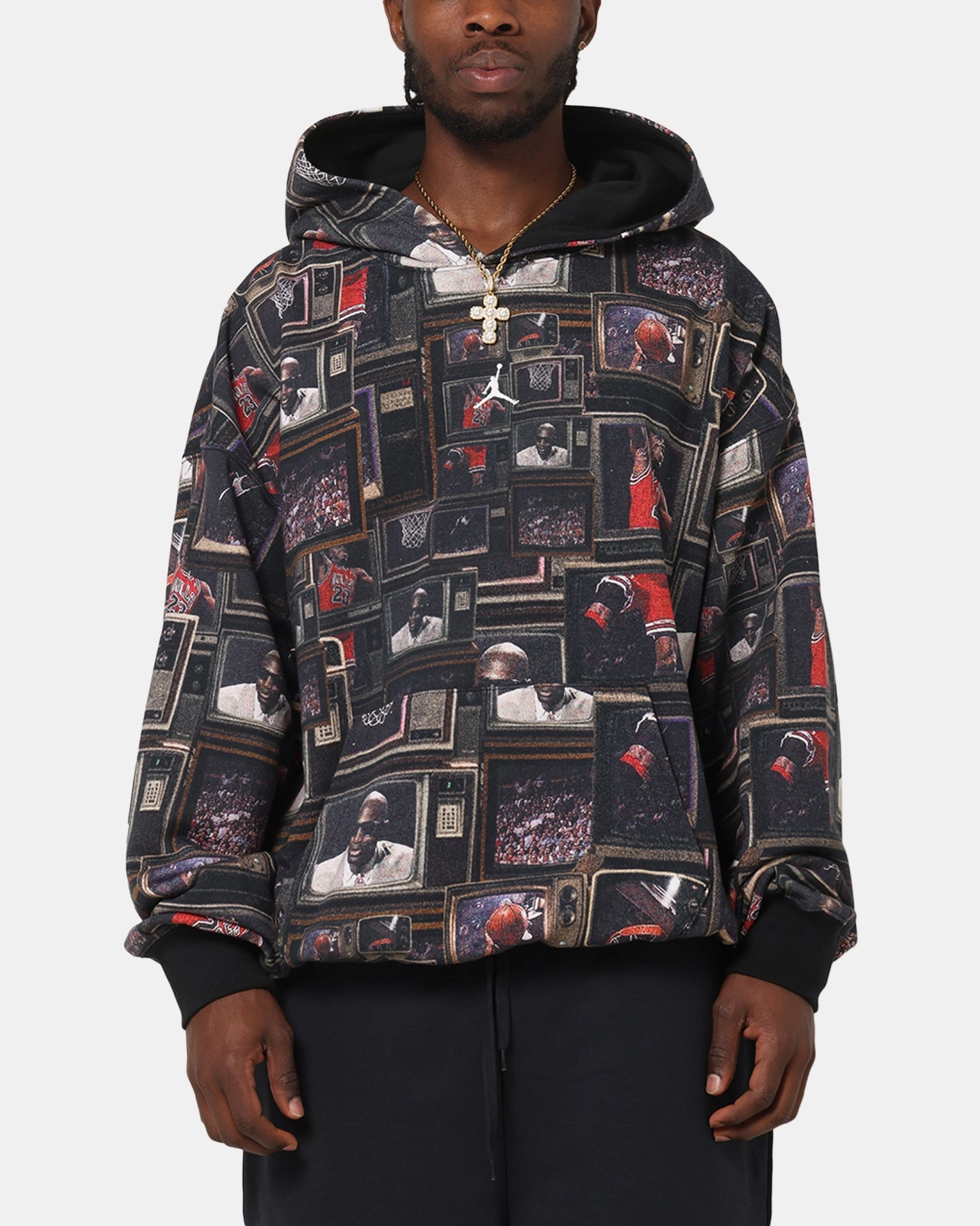 Ventilated Mesh Jordan Brooklyn Fleece Printed Hoodie Black/Sail