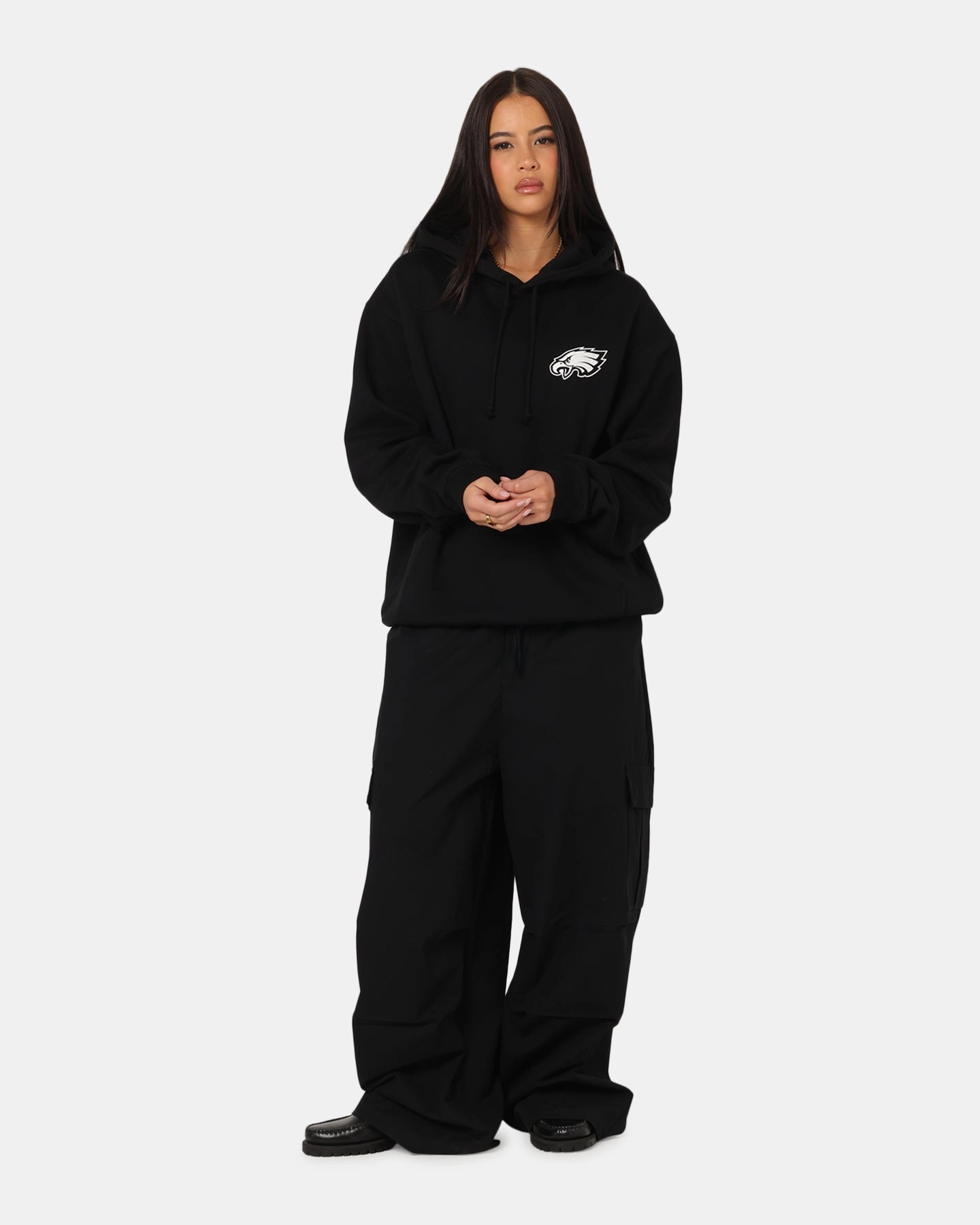 Majestic Athletic Philadelphia Eagles Champs Serial Mono Hoodie Black Mask