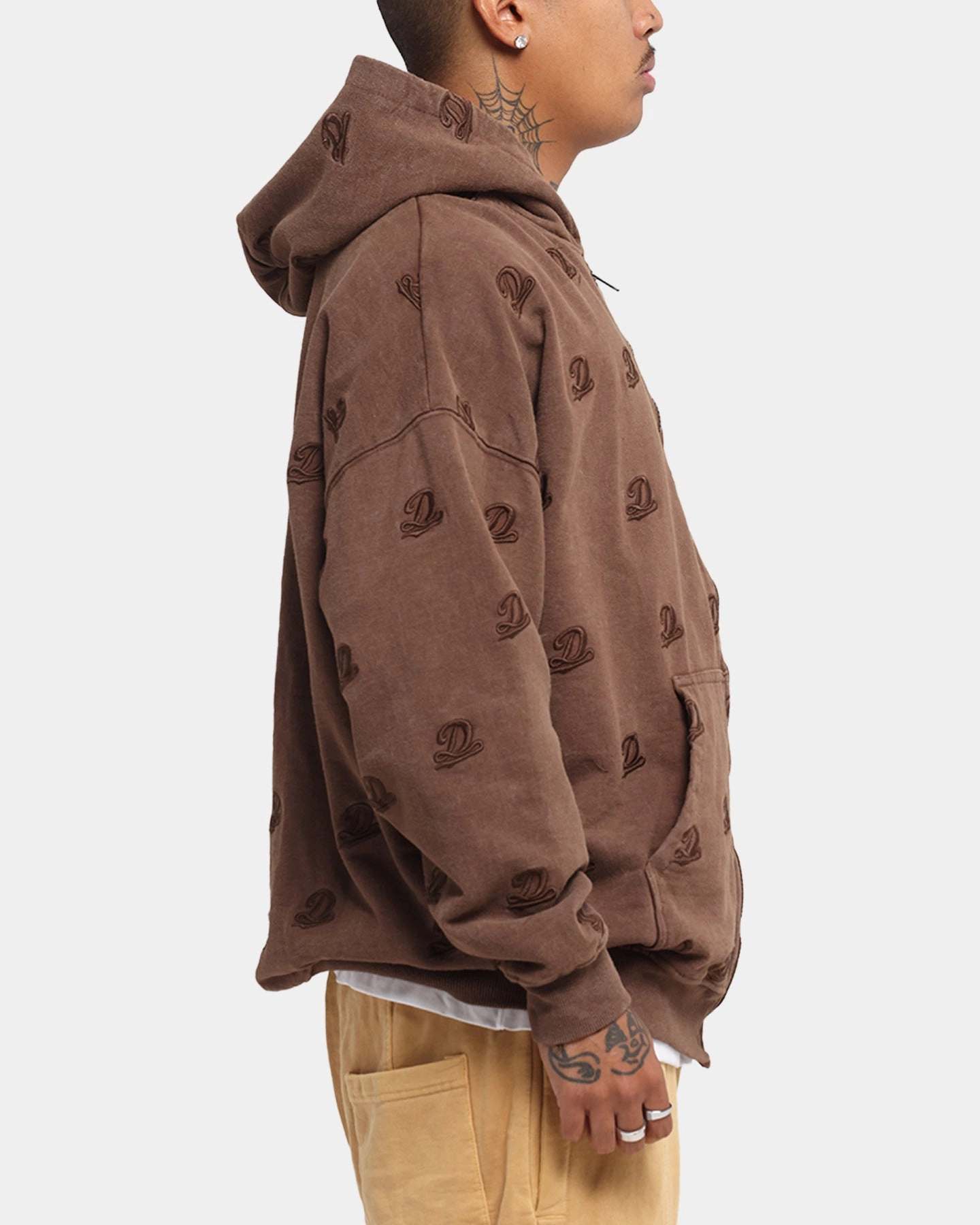 Dreamville Logo All Over Zip Hoodie Brown industrial park