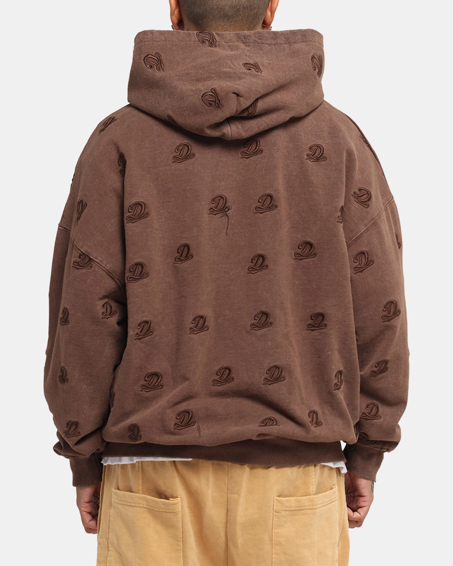 Dreamville Logo All Over Zip Hoodie Brown High Stretch Material