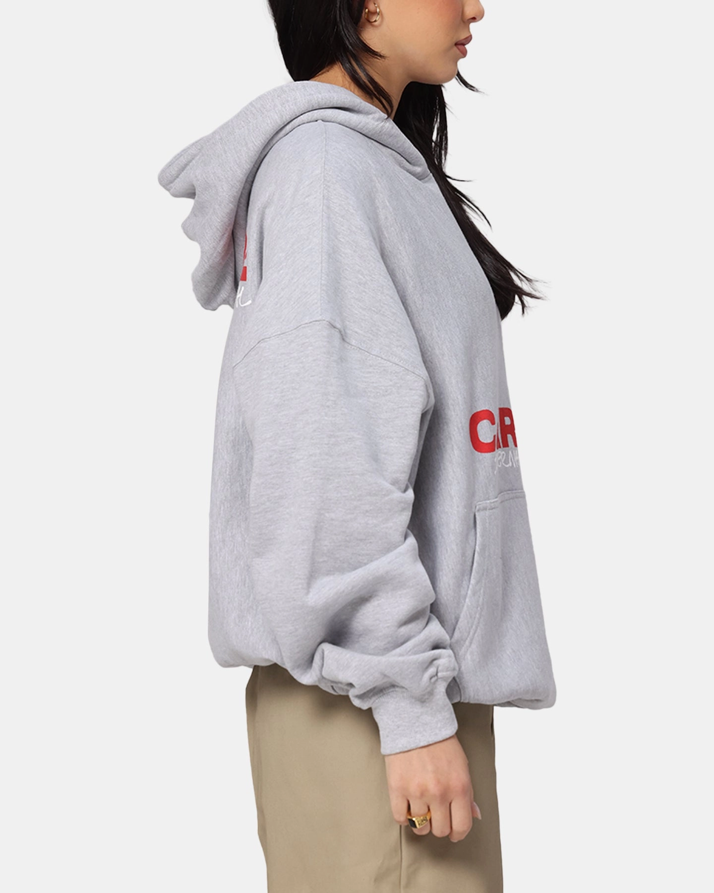 Carre Handdrawn Hoodie Light Marle Hook and loop fasteners