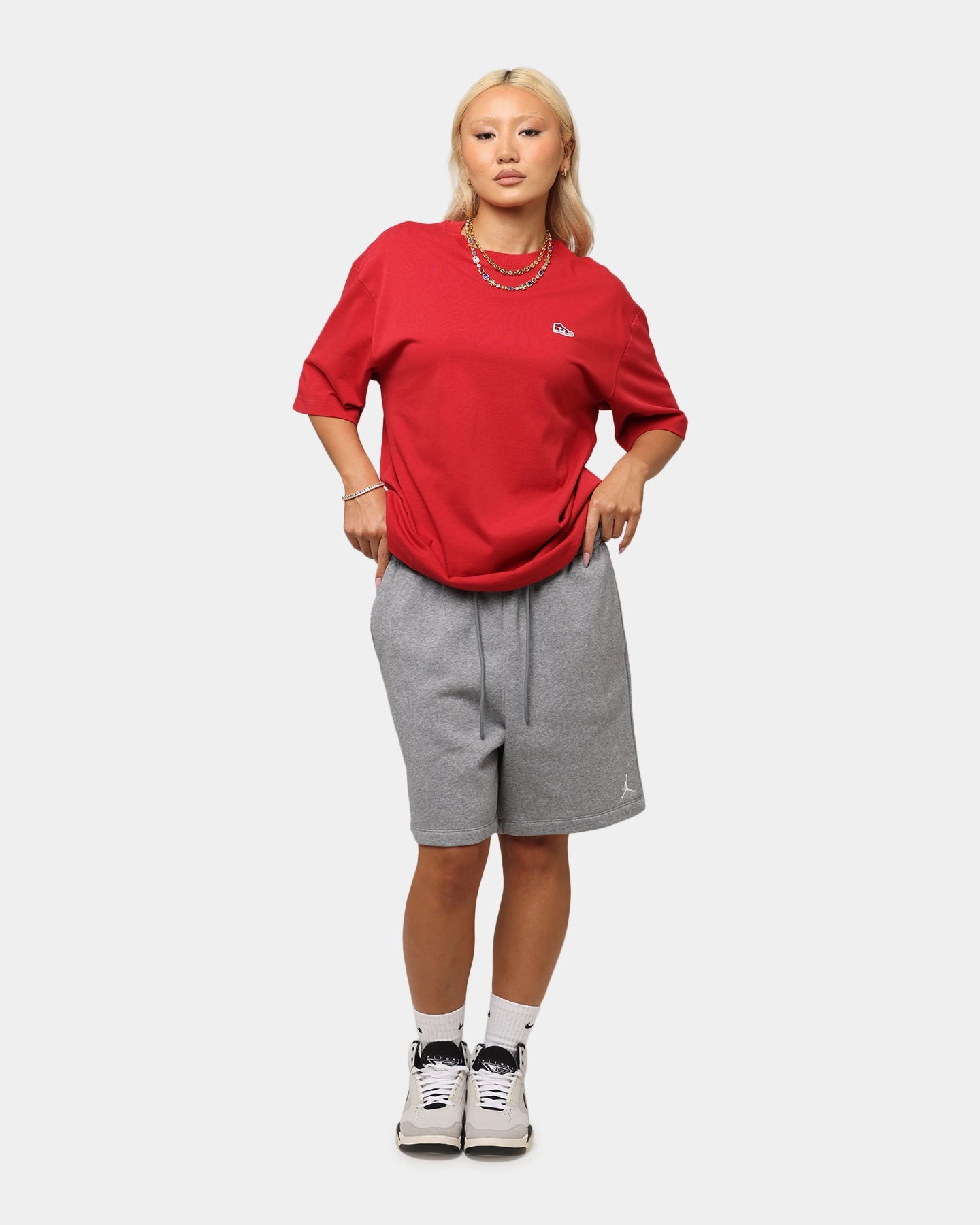 Summer cool Jordan Brand Sneaker Patch Crew T-Shirt Varsity Red