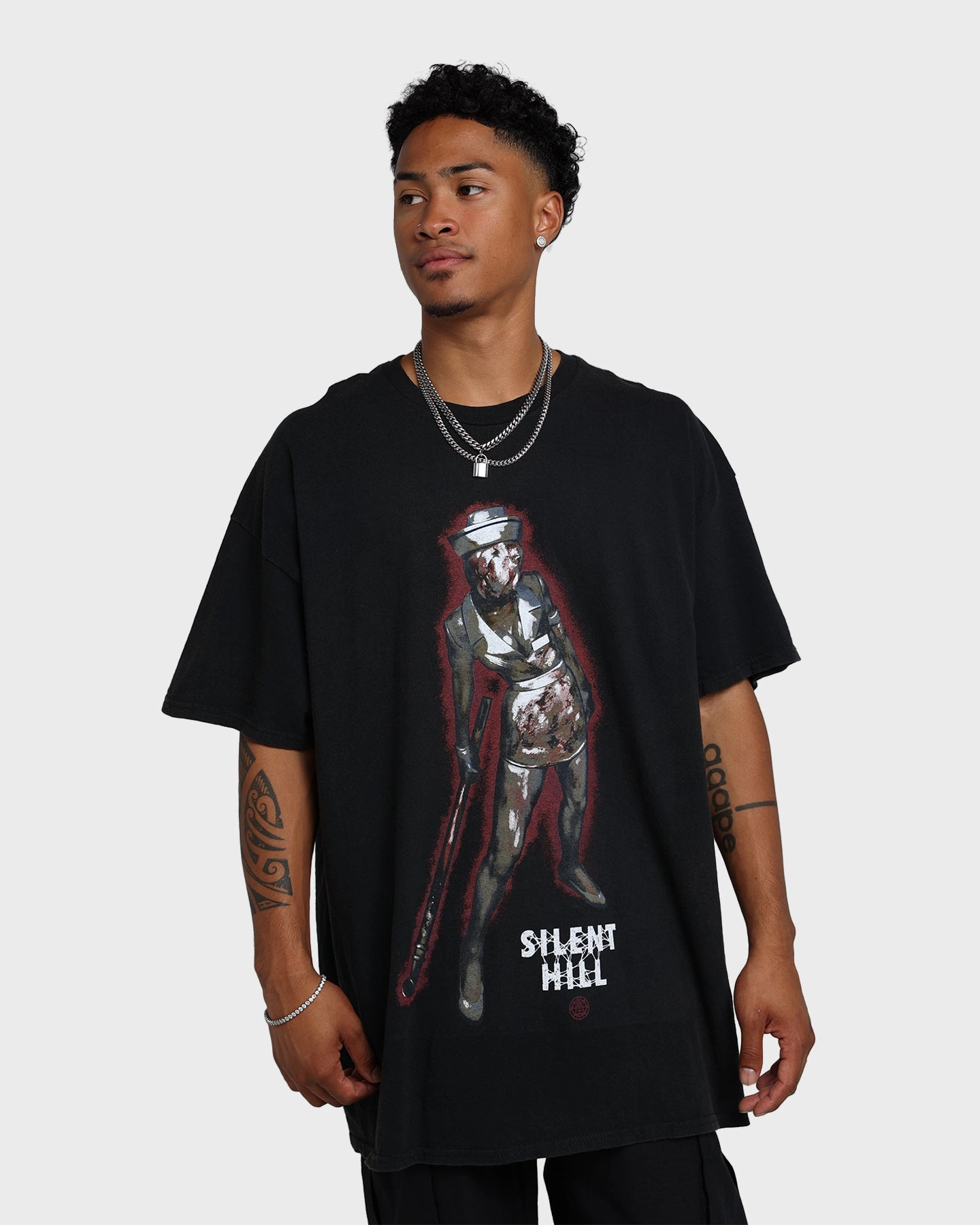 Easy to Style Light Style Rats Get Fat X Silent Hill Bubble Head Nurse Vintage T-Shirt Black Wash