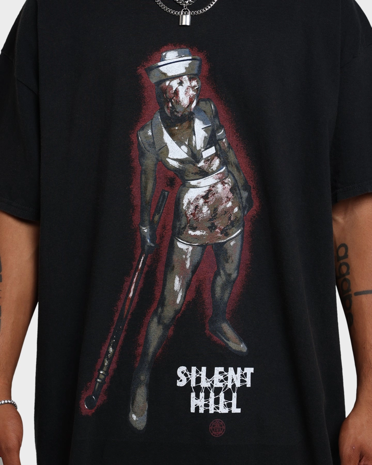 Snug fit Comfortable texture Rats Get Fat X Silent Hill Bubble Head Nurse Vintage T-Shirt Black Wash