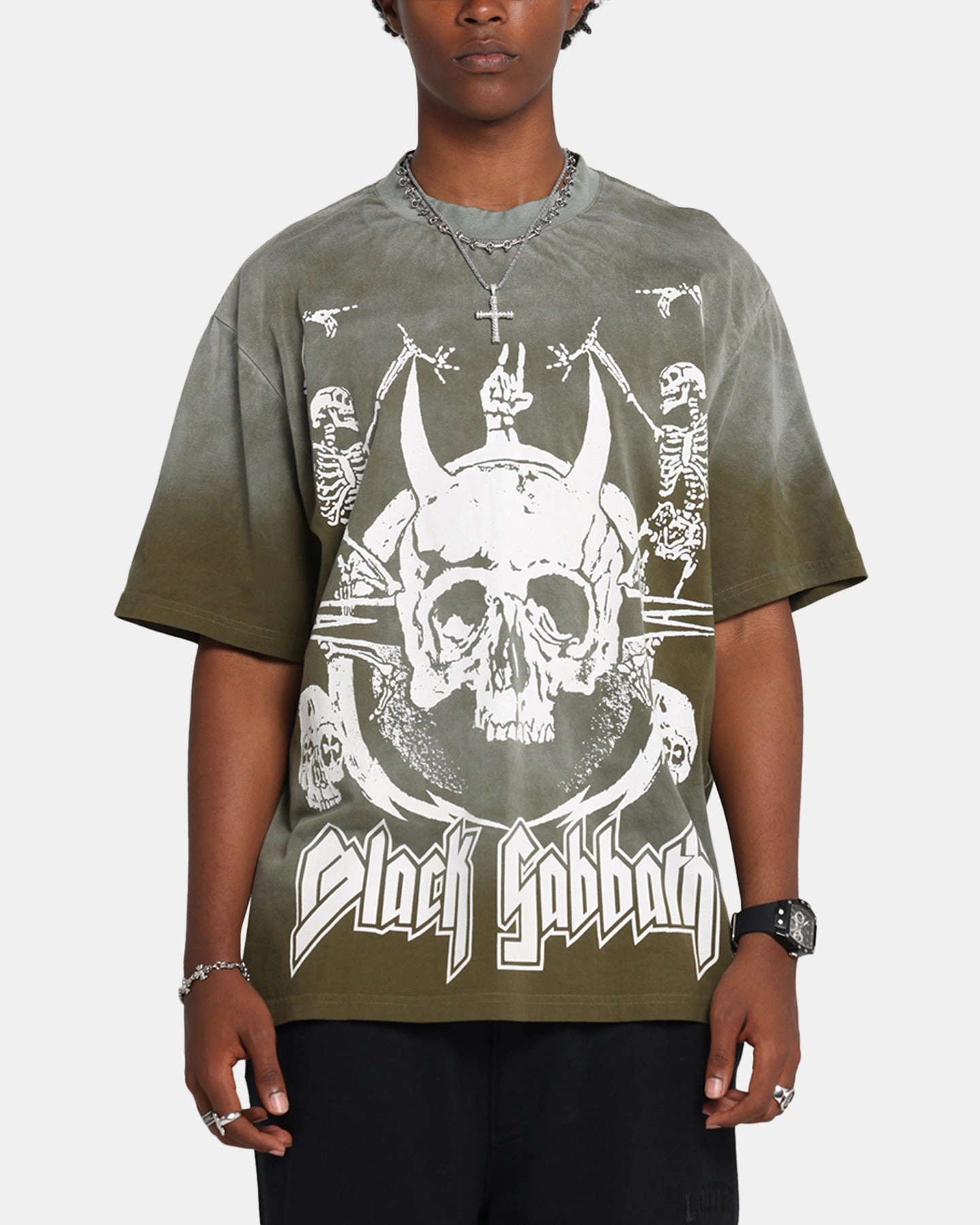 Stone Wash Process Black Sabbath Sabbath Hem Vintage T-Shirt Washed Black