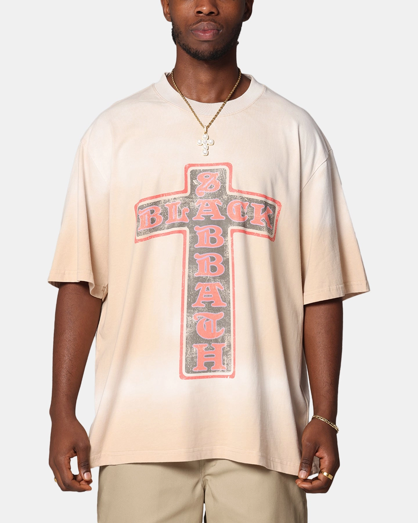 Black Sabbath The Cross Vintage T-Shirt Sand Simple and Comfortable