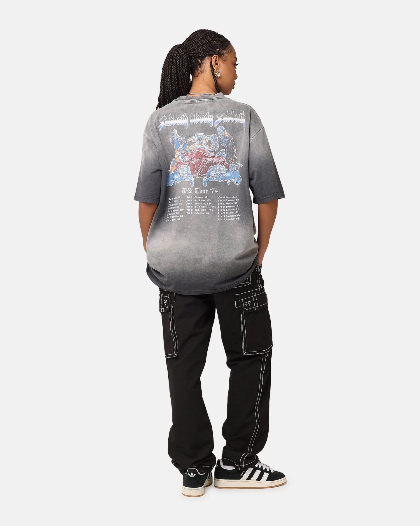 Black Sabbath Tour '74 Sunfade T-Shirt Black Wash No Shrink Fabric