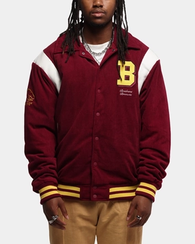 brand - new Bleacher Athletic Brisbane Broncos NRL 1908 Corduroy Varsity Jacket Official Team Colour