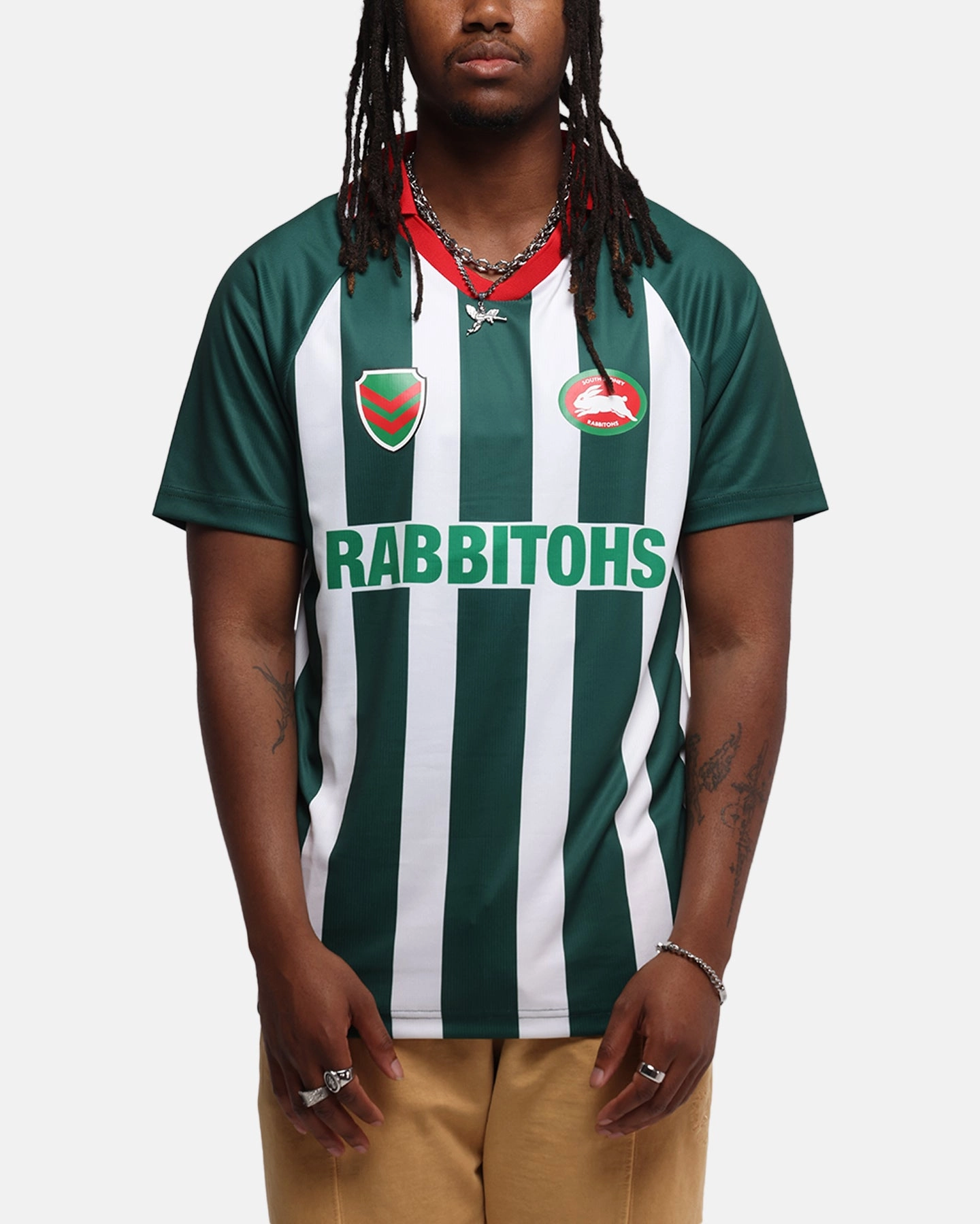 Bleacher Athletic South Sydney Rabbitohs NRL 1908 Collared T-Shirt Official Team Colour Ultra Smooth Flat Seams