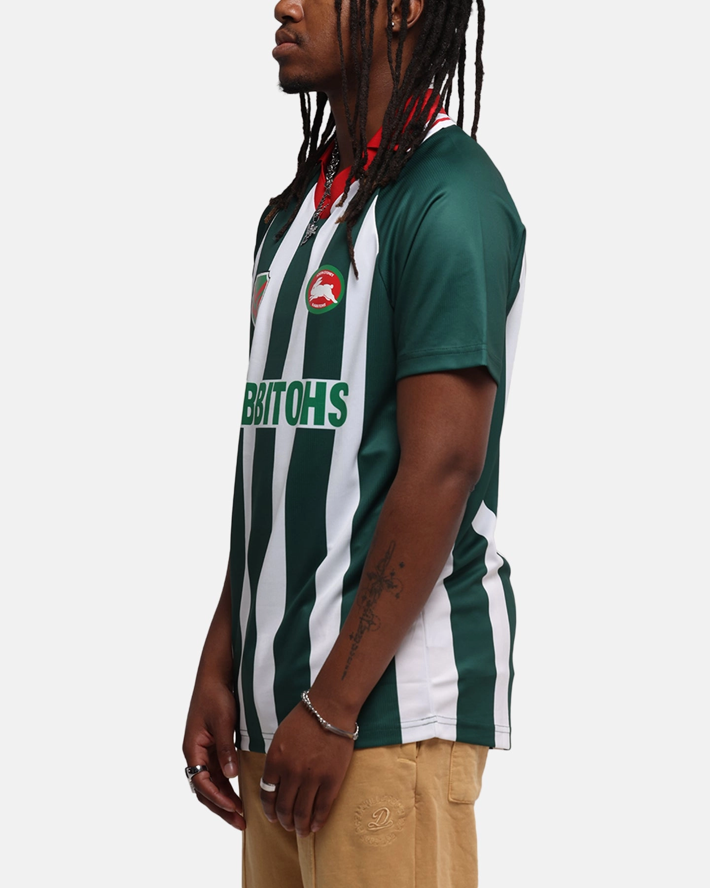 Bleacher Athletic South Sydney Rabbitohs NRL 1908 Collared T-Shirt Official Team Colour Machine Washable Durability
