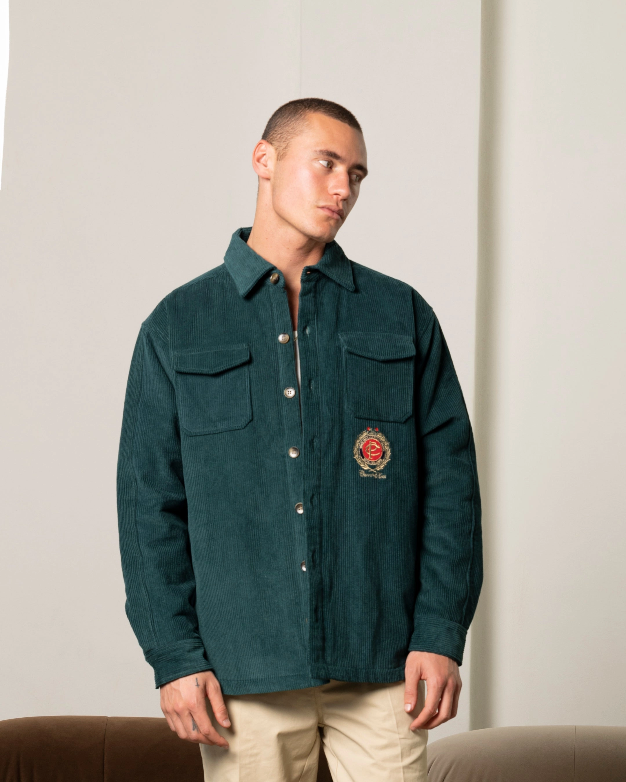 Carre Corduroy Trade Jacket Forest Green Stretchable Panels