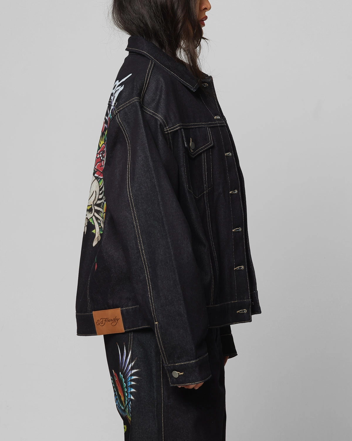 discounted Noise Reducing Fabric Ed Hardy Denim Jacket Raw Indigo
