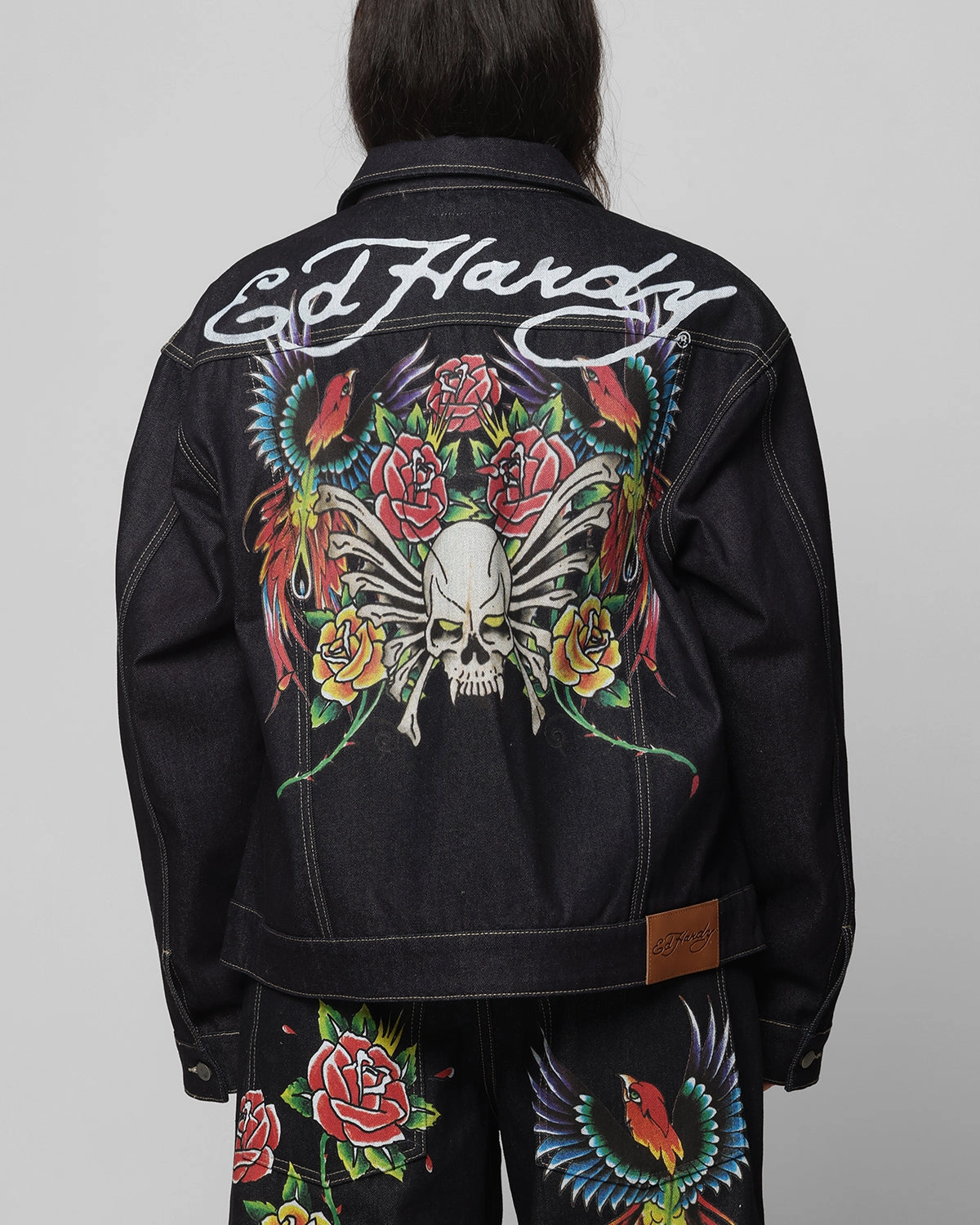 FleeceBacking Easter Ed Hardy Denim Jacket Raw Indigo