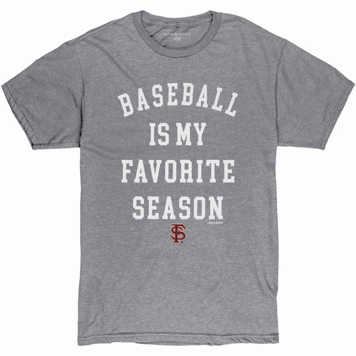 Blue 84 Men's Baseball is My Favorite Season/Interlocking FS Design Short Sleeve T-shirt - Heather Grey Perfect Layer