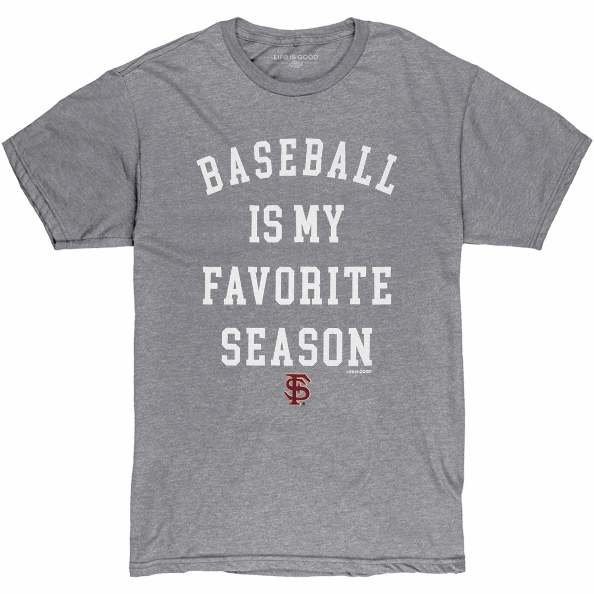 Blue 84 Men's Baseball is My Favorite Season/Interlocking FS Design Short Sleeve T-shirt - Heather Grey Slim fit clothing Sleek Fit