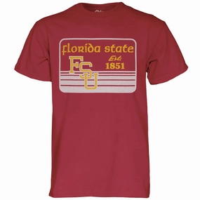Blue 84 Men's Vault Florida State/Stacked FSU Design Vintage Short Sleeve T-shirt - Cardinal Layered Collar Structure