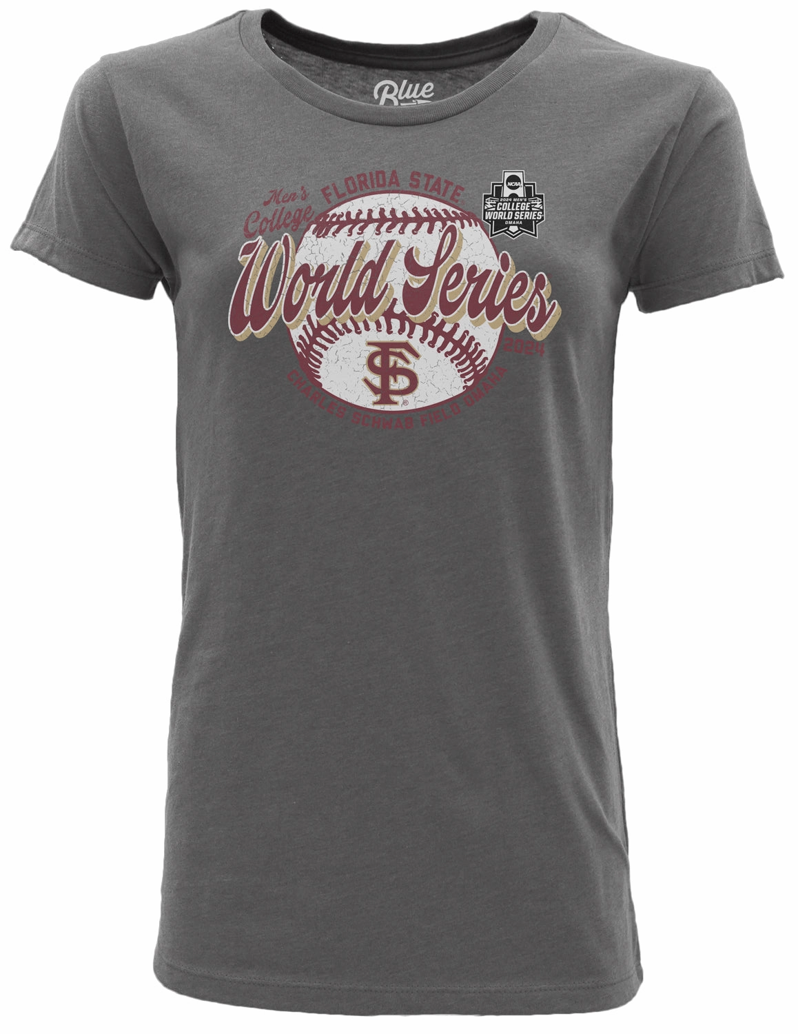 Blue 84 Women's Florida State World Series Design Short Sleeve T-shirt - Grey VintageWash