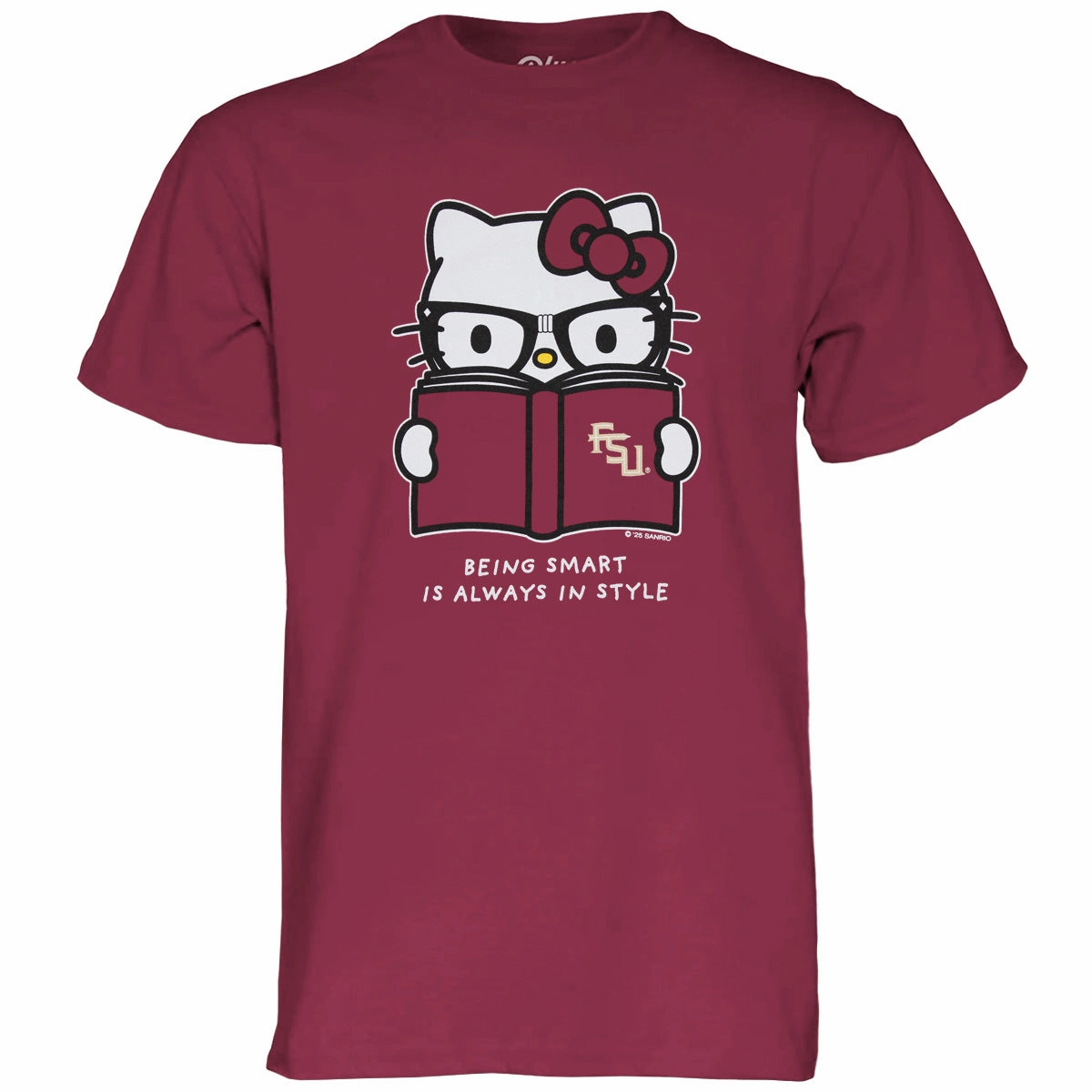 Blue 84 Women's Hello Kitty Being Smart is Always in Style Design Short Sleeve Relaxed fit T-shirt - Garnet Travel Essential Office Casual