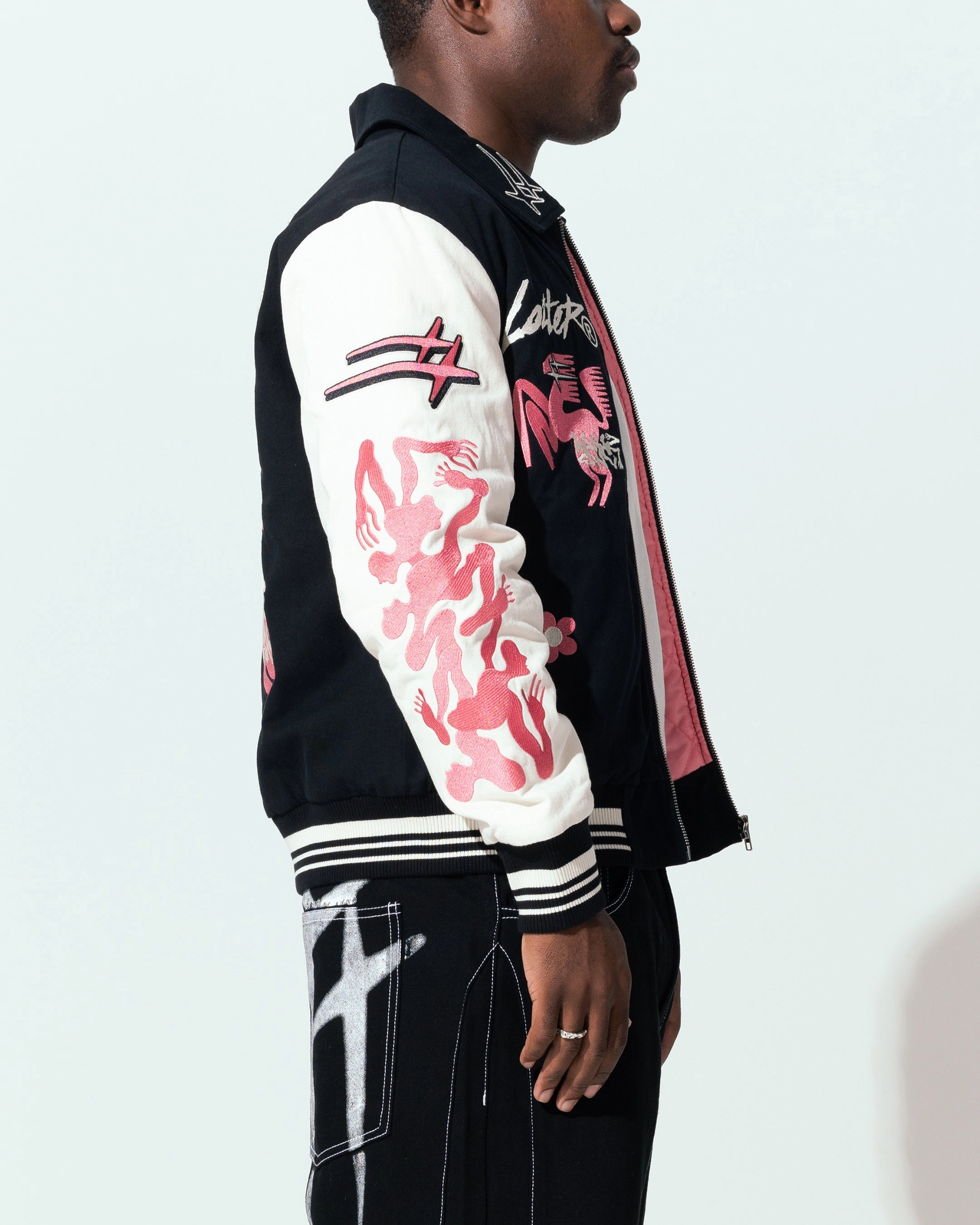 popular in Asia Loiter Oasis Varsity Jacket Black