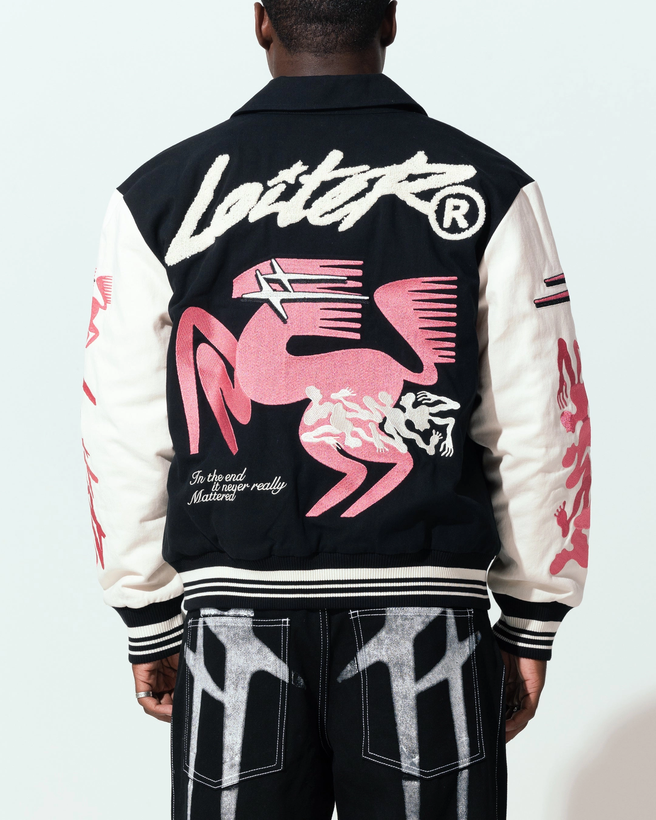 Loiter Oasis Varsity Jacket Black Vegan Option