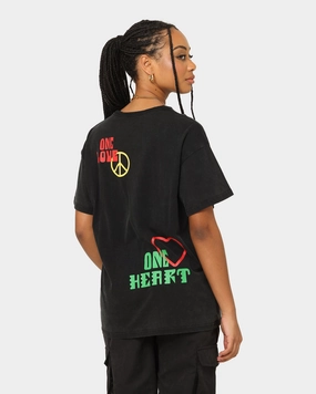 Chilly Wear Bob Marley One Love One Heart Vintage T-Shirt Washed Black
