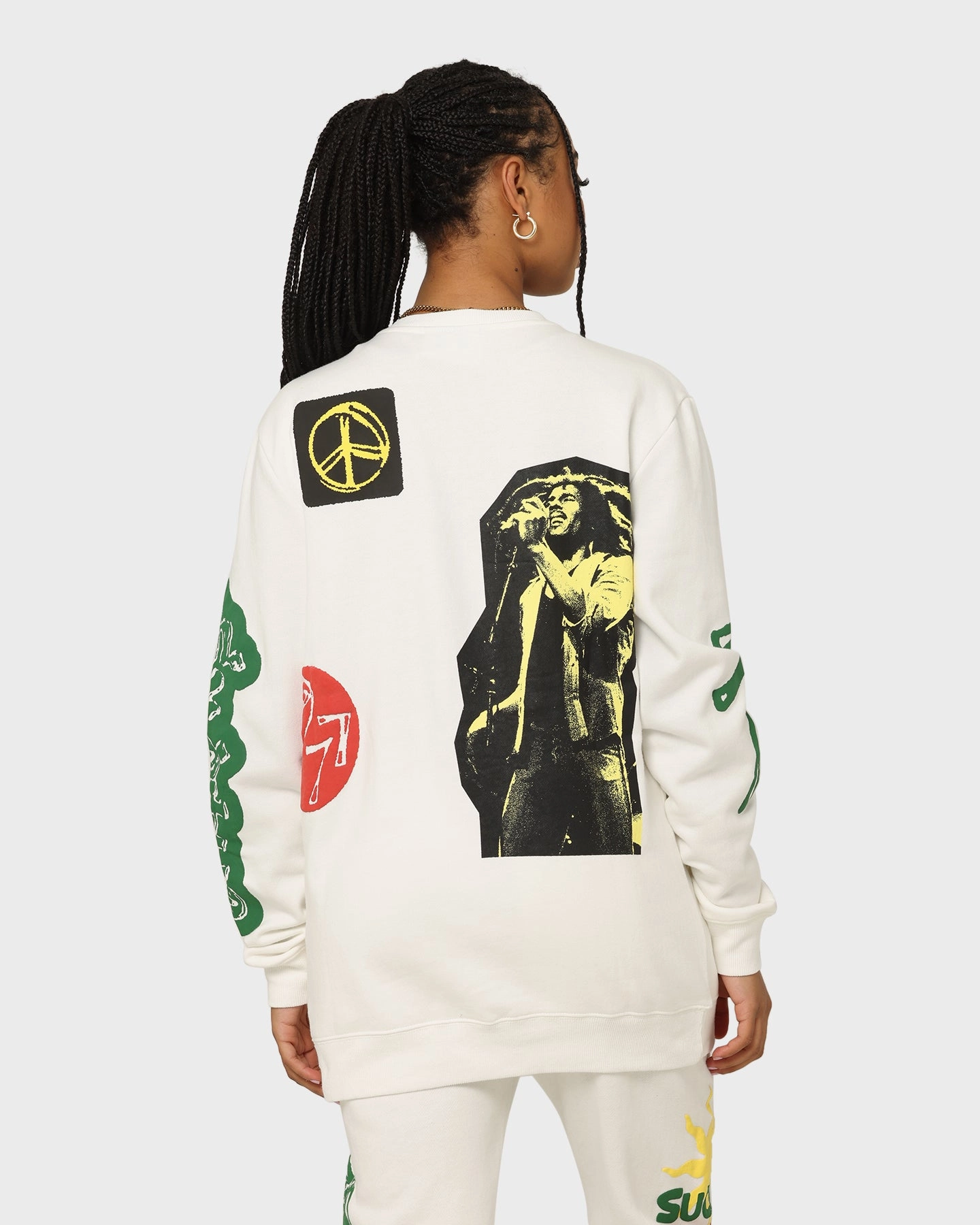 Microfiber Blend Light Style Trend Bob Marley The Wailers Exodus Crewneck Off White
