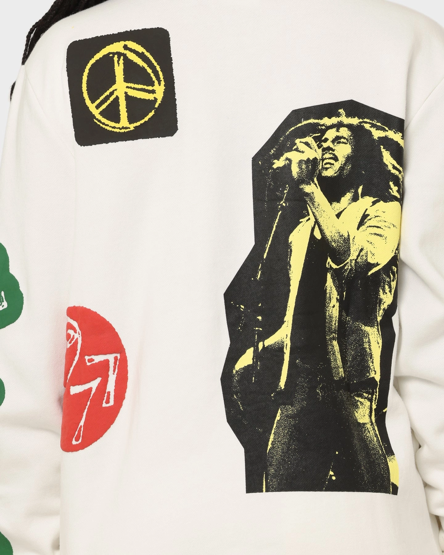 Wrinkle Free Fabric Bob Marley The Wailers Exodus Crewneck Off White