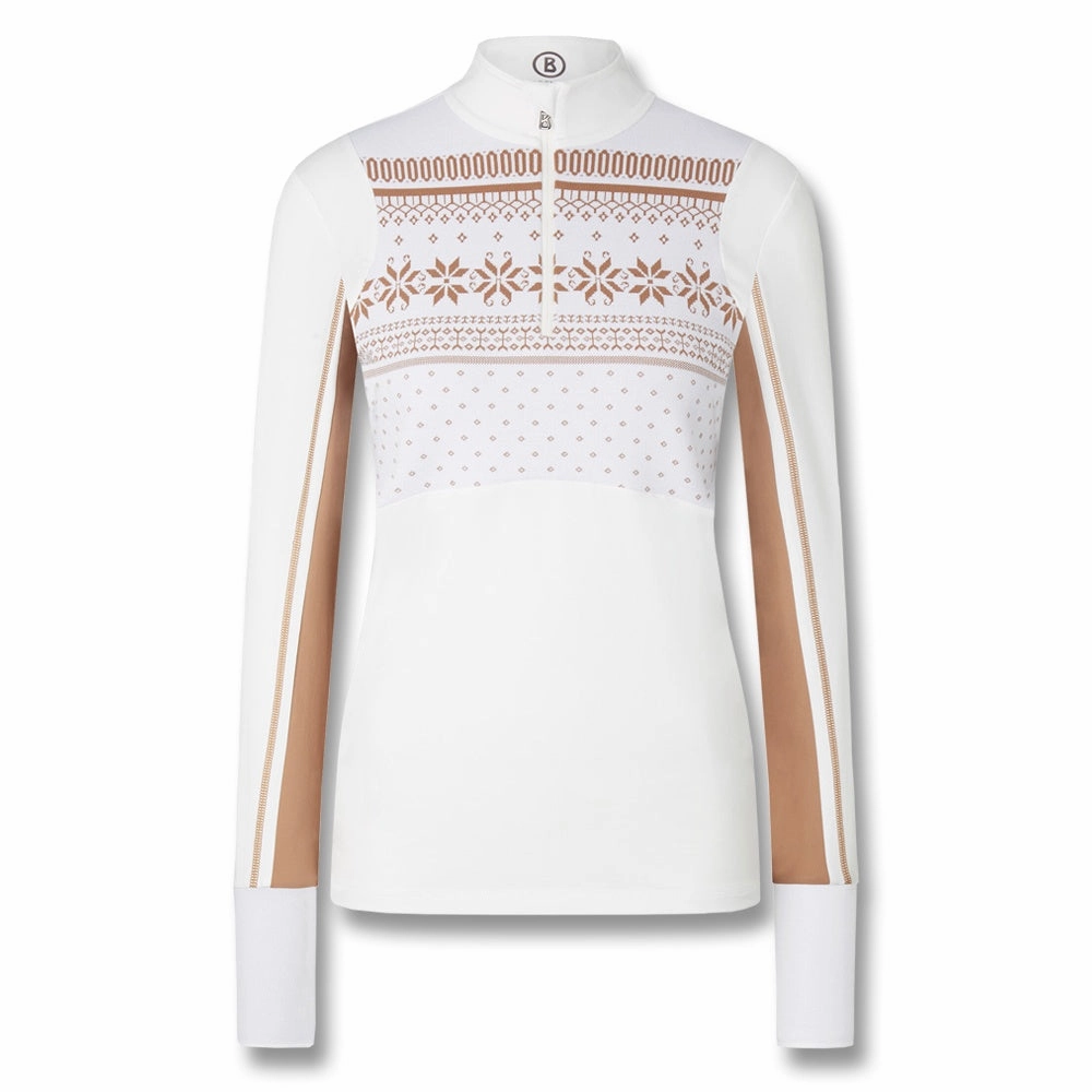 Bogner Jorina Golf Pullover Off-White - FW22 Women High Collar Windguard