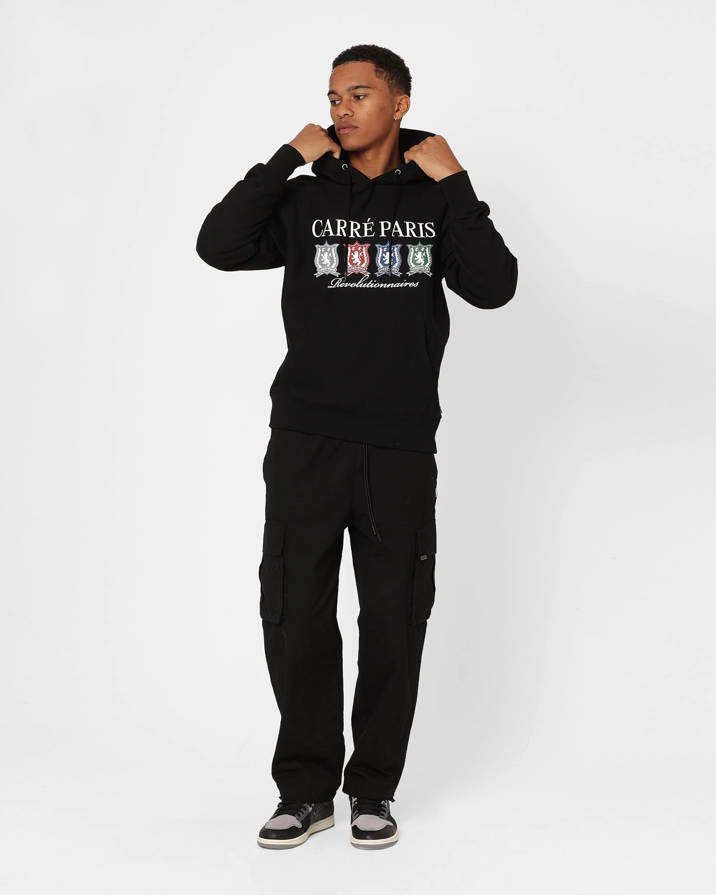 Bonded seams Carre Shield Hoodie Black