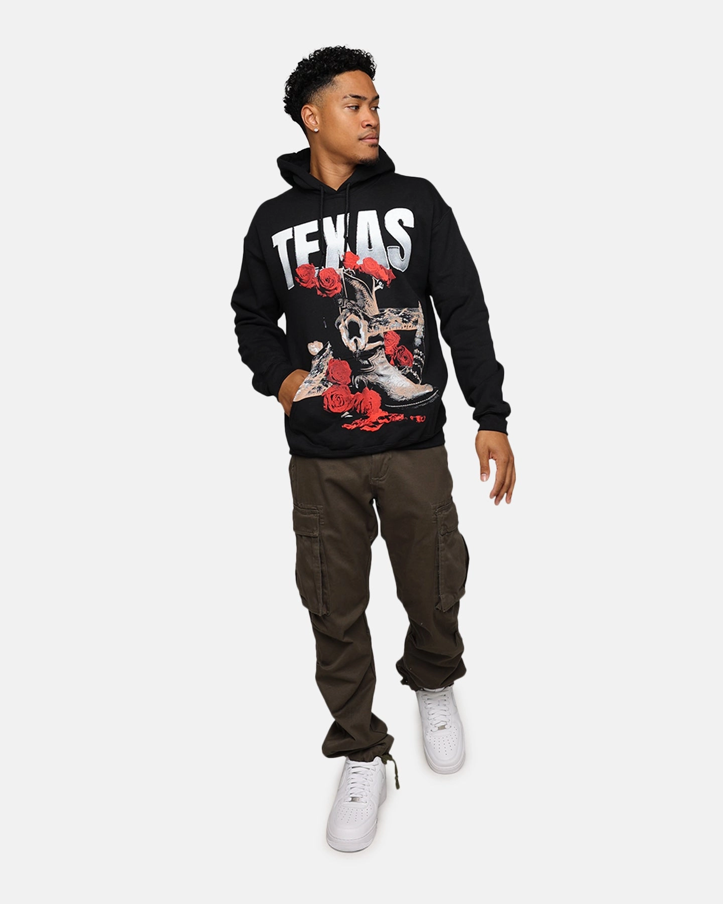 Four Way Stretch Material Goat Crew Texas Vintage Hoodie Black