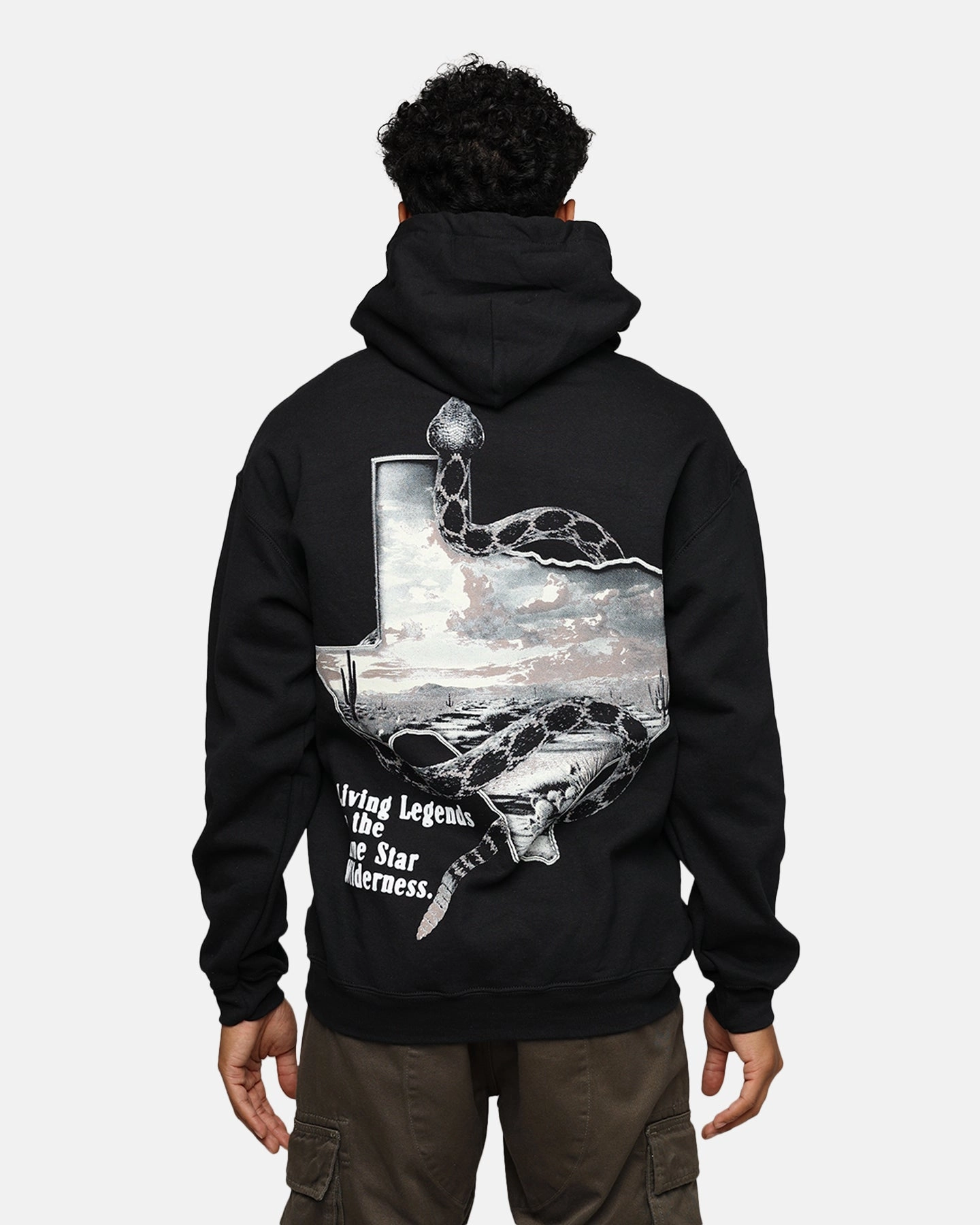 Layered Collar Design Relationship Goat Crew Texas Vintage Hoodie Black