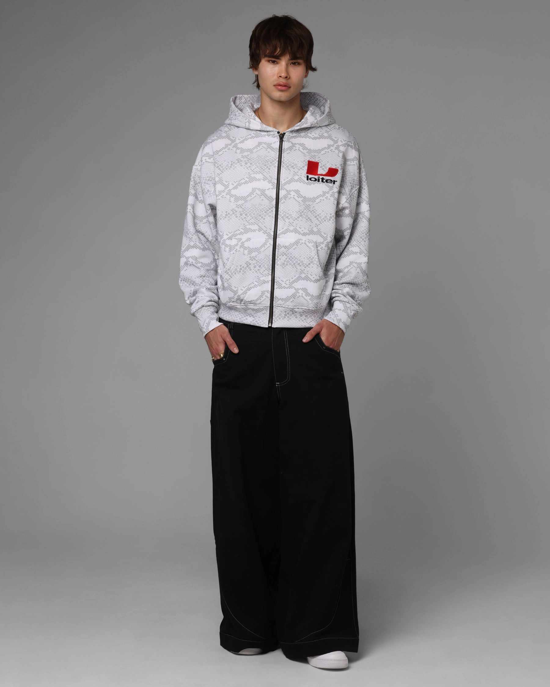 winter season Loiter Slither Zip Hoodie Grey