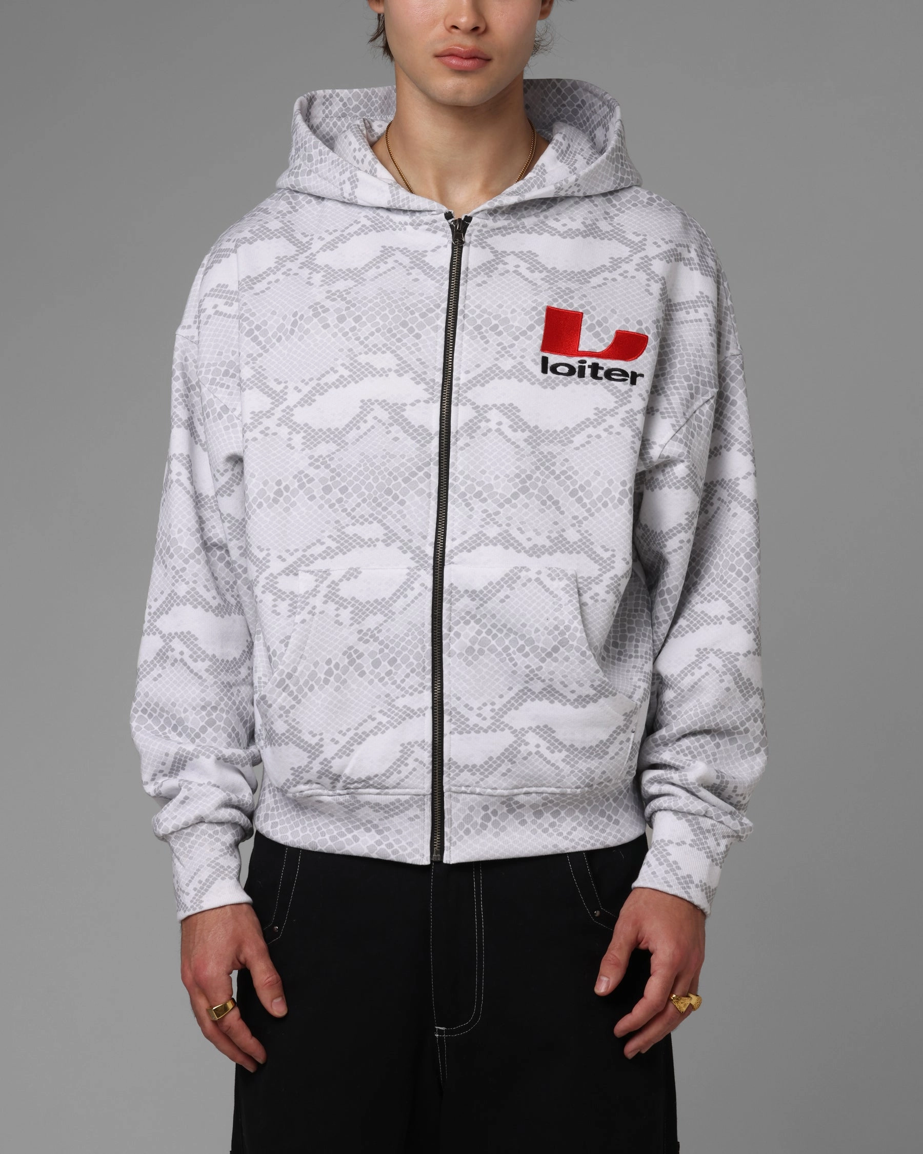 Adjustable Outdoor Comfort Loiter Slither Zip Hoodie Grey