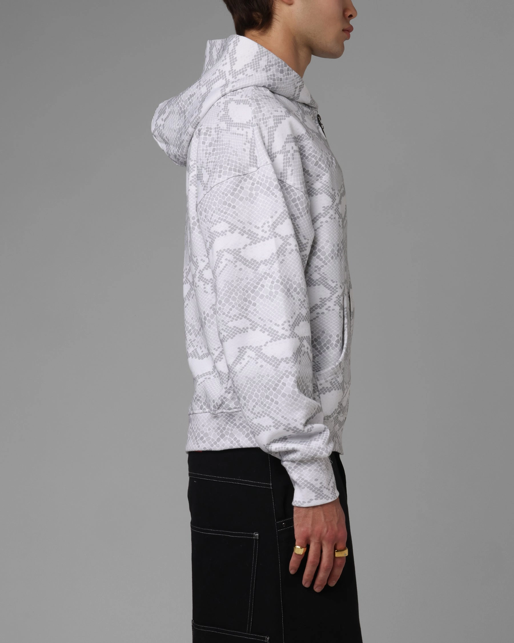 Shock Absorbent Padding Loiter Slither Zip Hoodie Grey