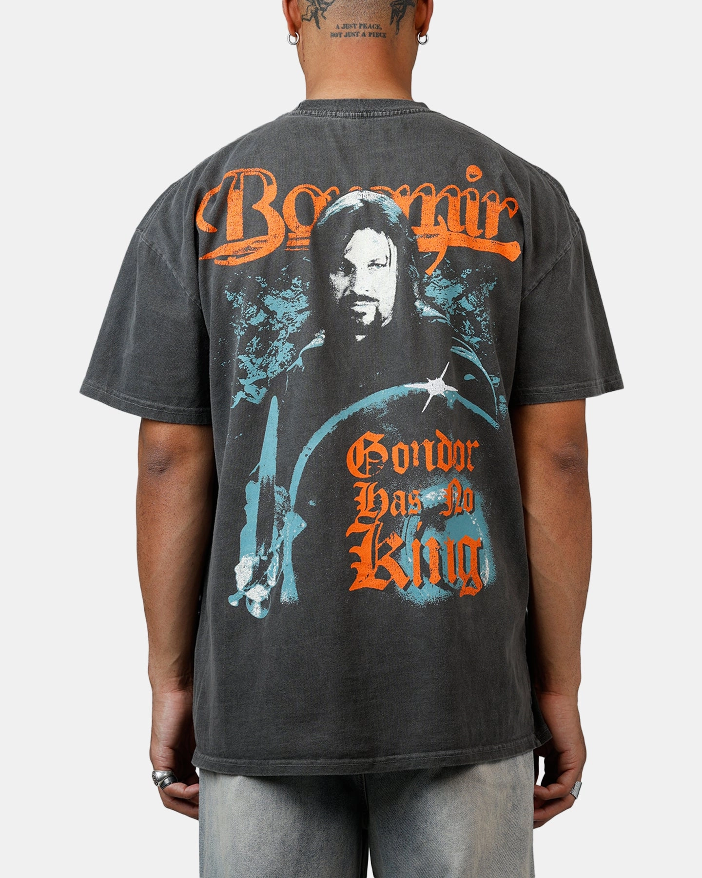 Anti Static Fabric American Thrift X Lord Of The Rings Boromir Heavyweight T-Shirt Black Wash