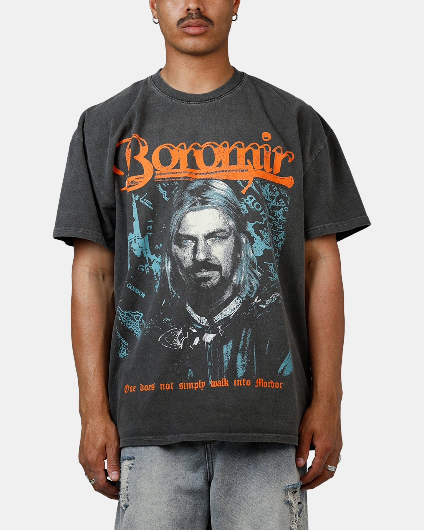 American Thrift X Lord Of The Rings Boromir Heavyweight T-Shirt Black Wash Comfy Fit Sporty Style